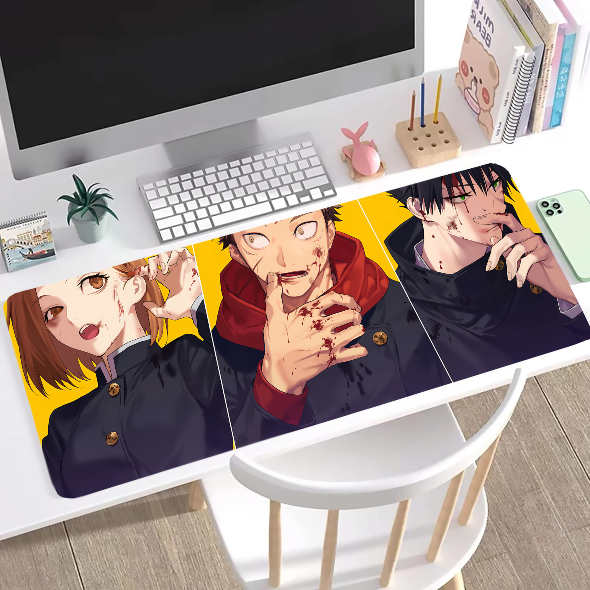 （画像用） 呪術廻戦 Jujutsu Kaisen ステッチ加工 大判デスクマット／滑り止めマウスパッド