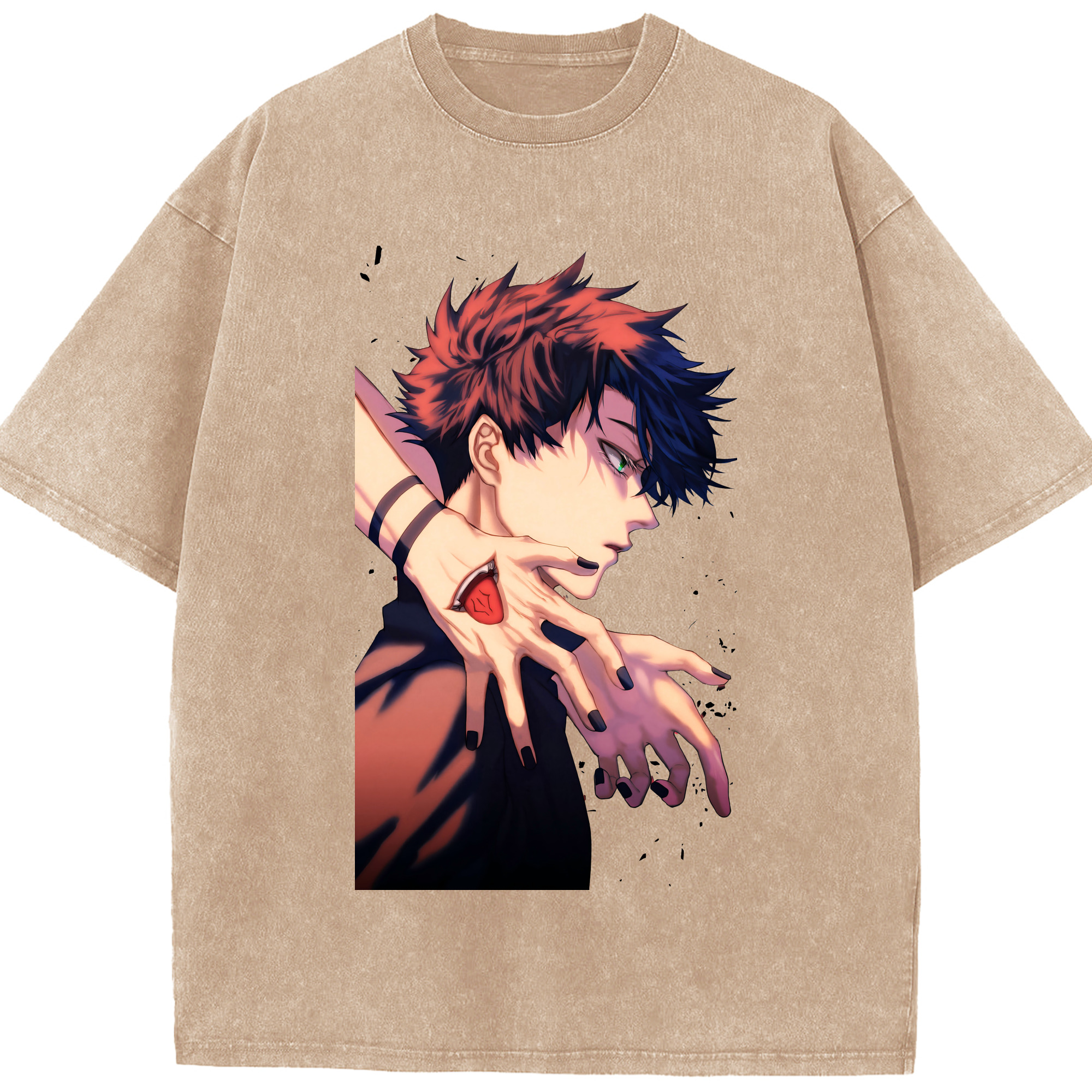 （画像用） 呪術廻戦 Jujutsu Kaisen 綿100% ヴィンテージ風 半袖Tシャツ（フロントプリント）