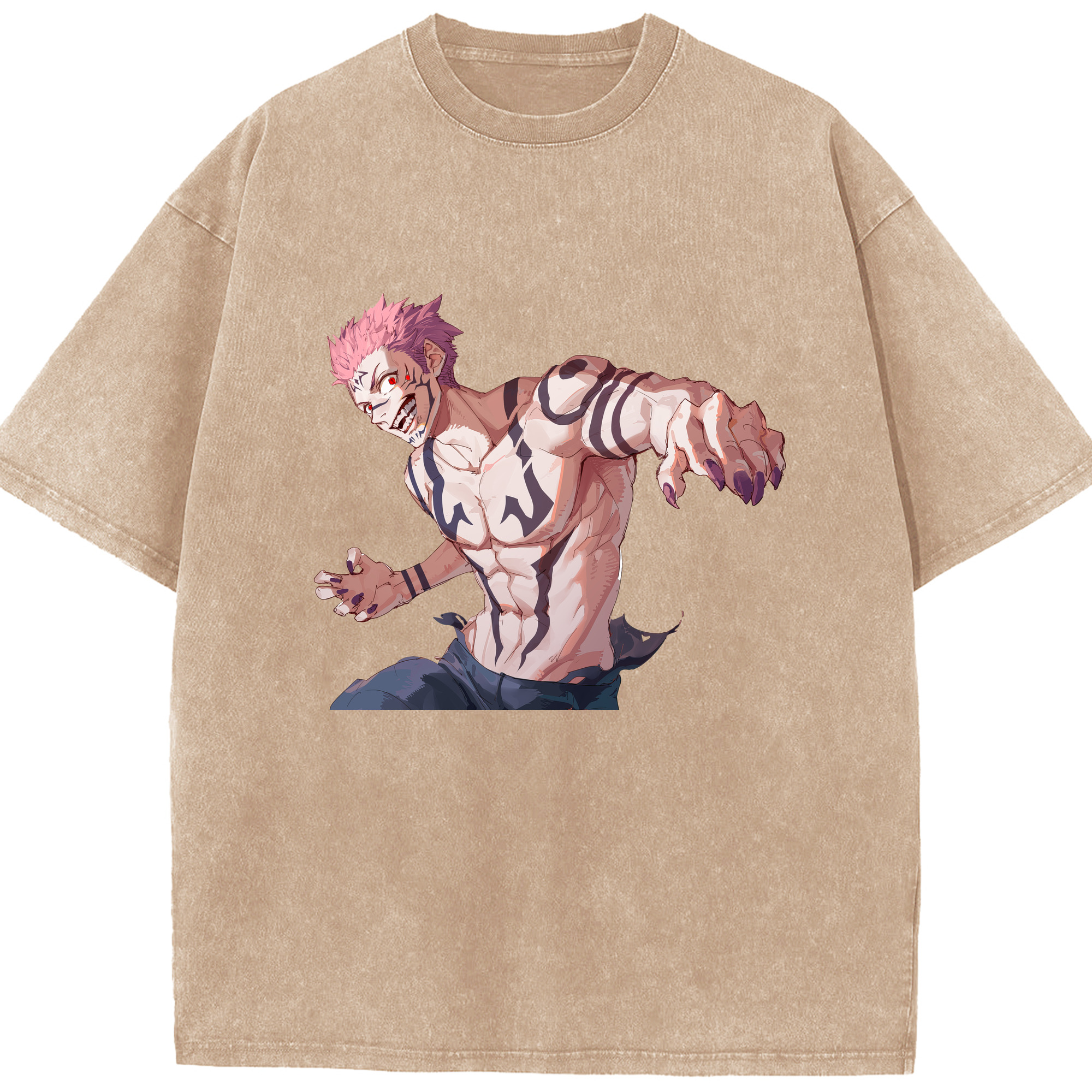 （画像用） 呪術廻戦 Jujutsu Kaisen 綿100% ヴィンテージ風 半袖Tシャツ（フロントプリント）