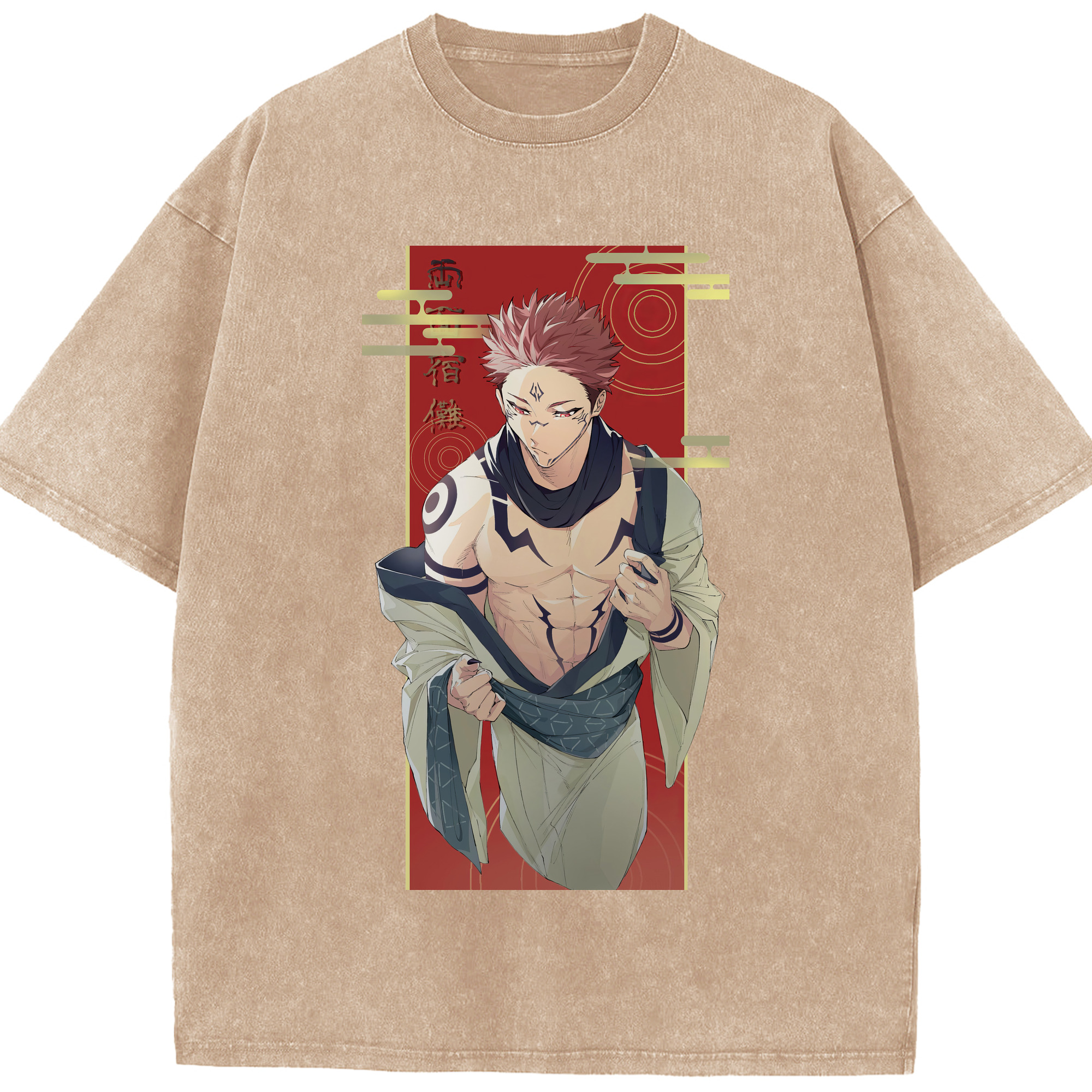 （画像用） 呪術廻戦 Jujutsu Kaisen 綿100% ヴィンテージ風 半袖Tシャツ（フロントプリント）