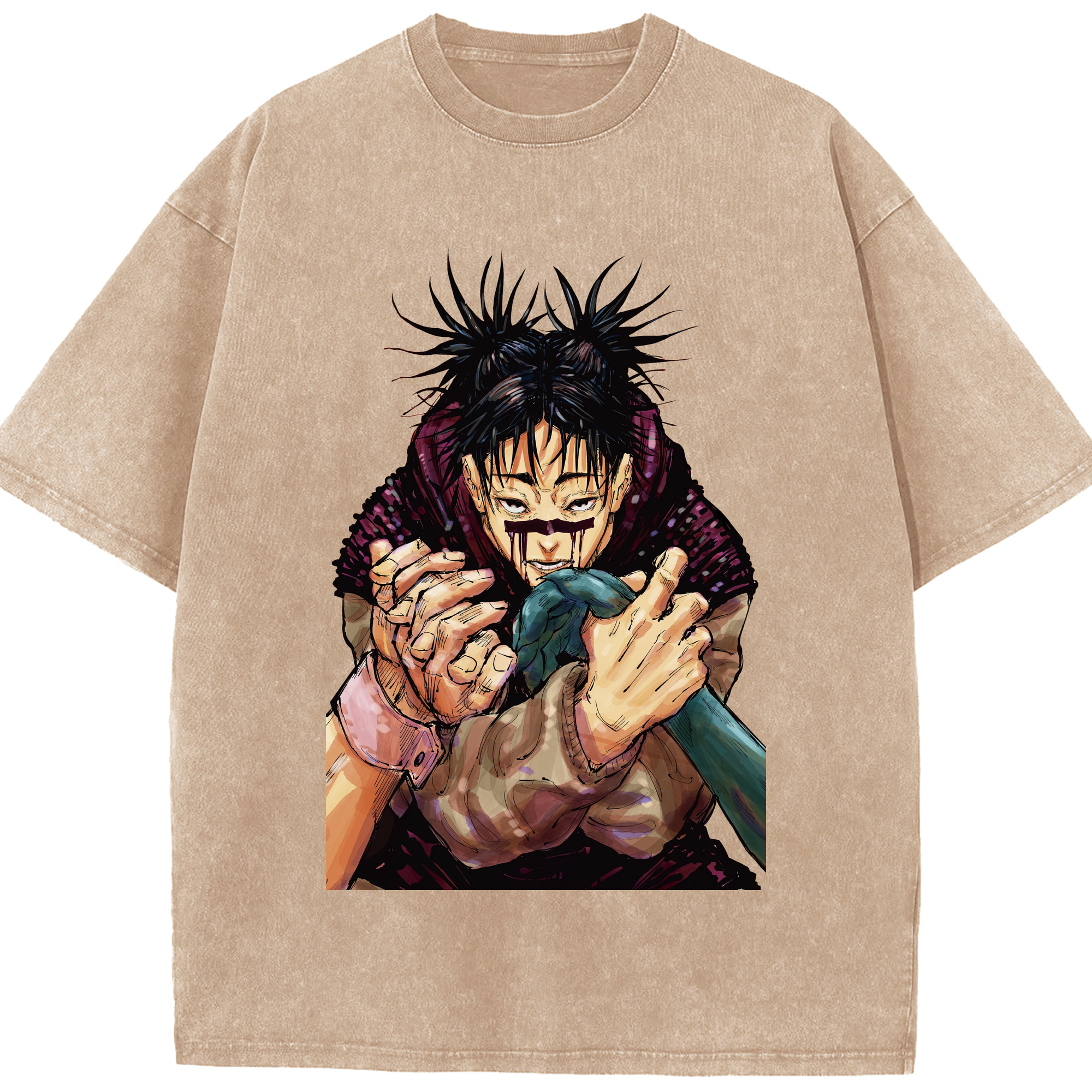 （画像用） 呪術廻戦 Jujutsu Kaisen 綿100% ヴィンテージ風 半袖Tシャツ（フロントプリント）