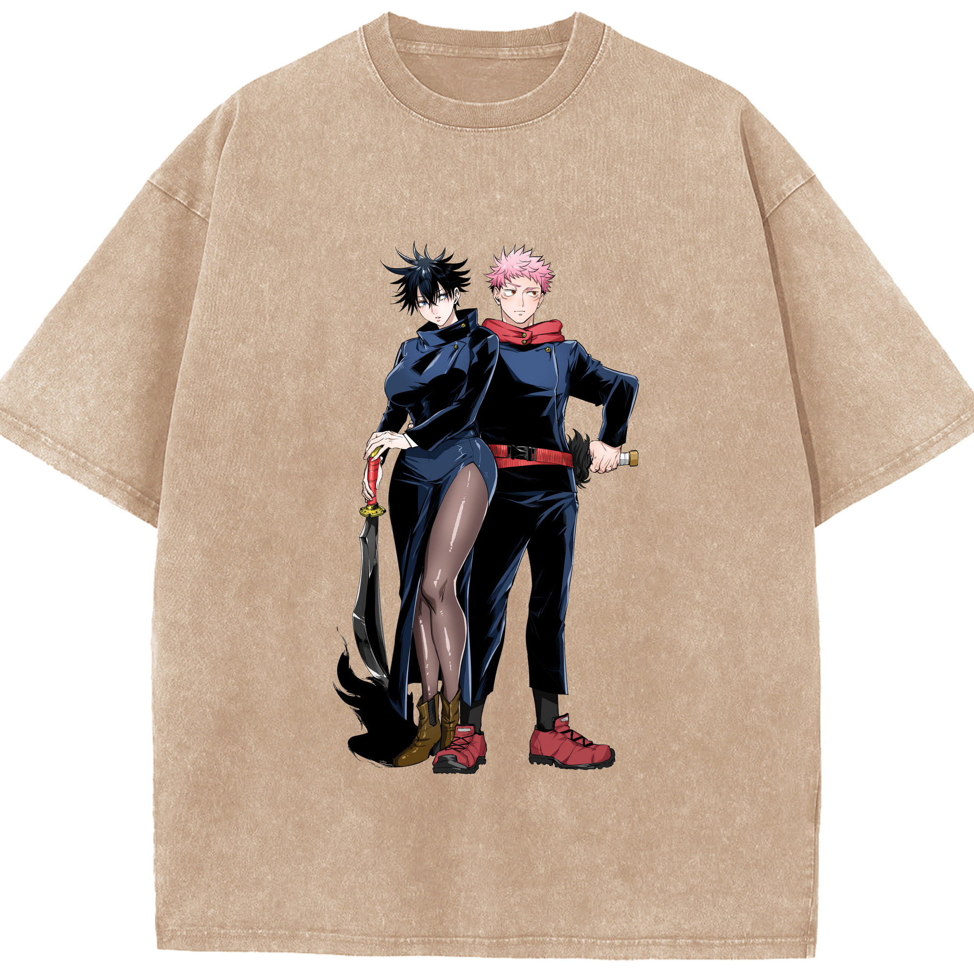 （画像用） 呪術廻戦 Jujutsu Kaisen 綿100% ヴィンテージ風 半袖Tシャツ（フロントプリント）