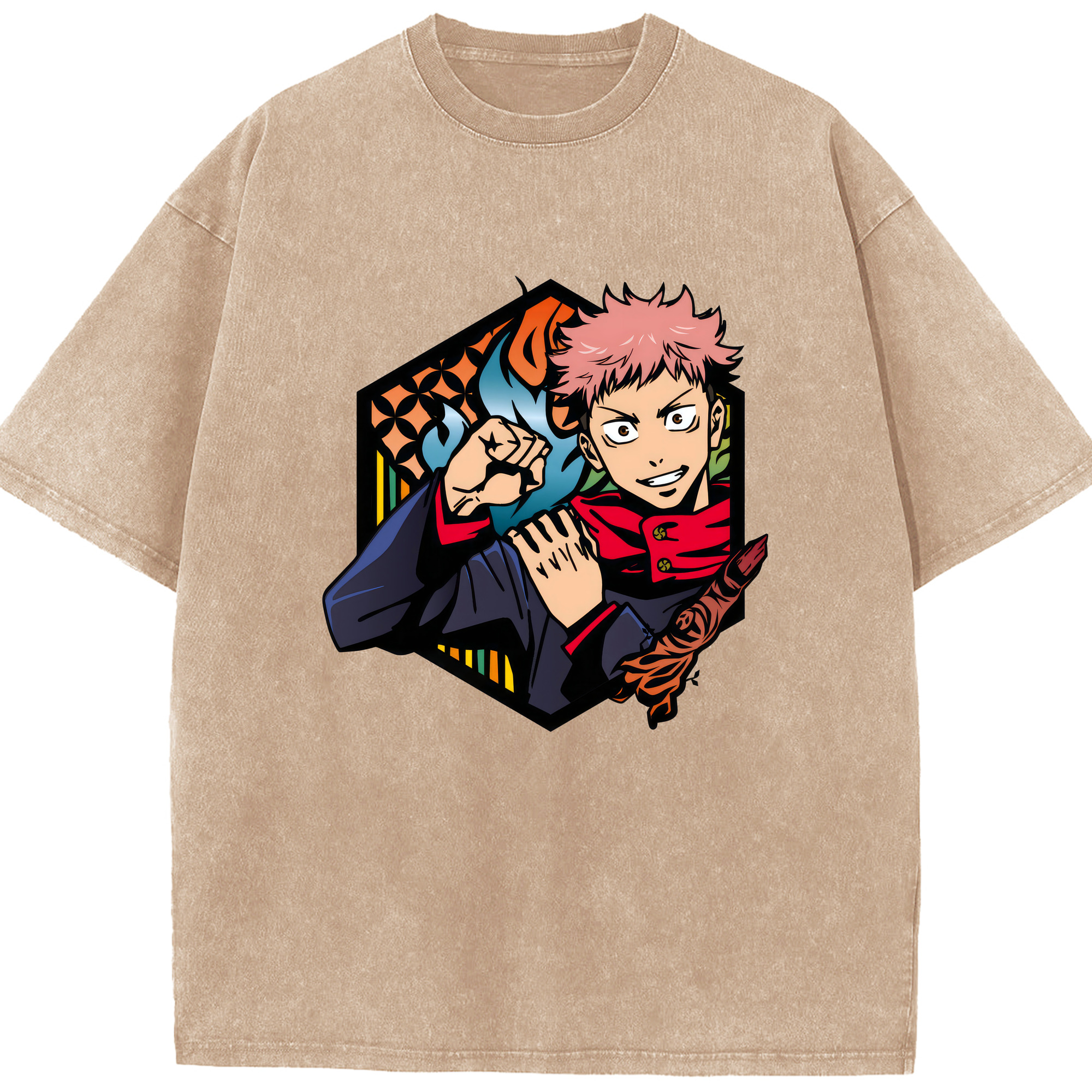 （画像用） 呪術廻戦 Jujutsu Kaisen 綿100% ヴィンテージ風 半袖Tシャツ（フロントプリント）