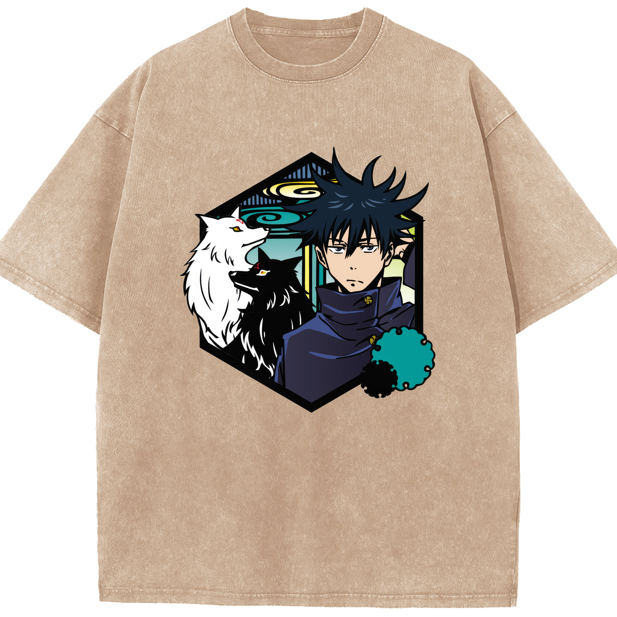（画像用） 呪術廻戦 Jujutsu Kaisen 綿100% ヴィンテージ風 半袖Tシャツ（フロントプリント）
