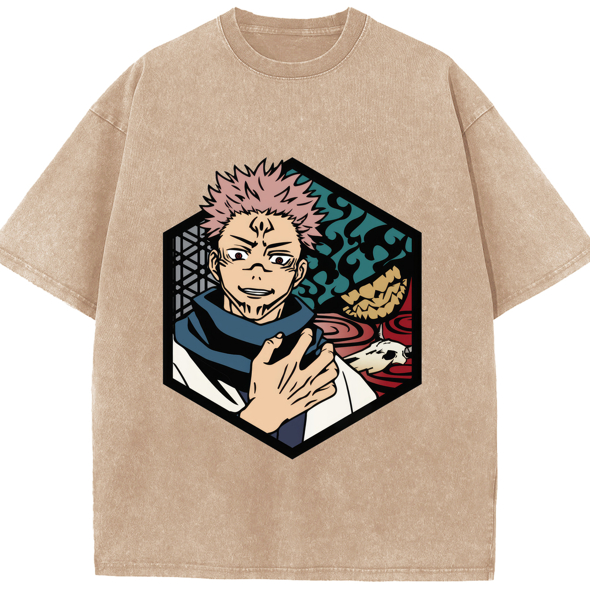 （画像用） 呪術廻戦 Jujutsu Kaisen 綿100% ヴィンテージ風 半袖Tシャツ（フロントプリント）