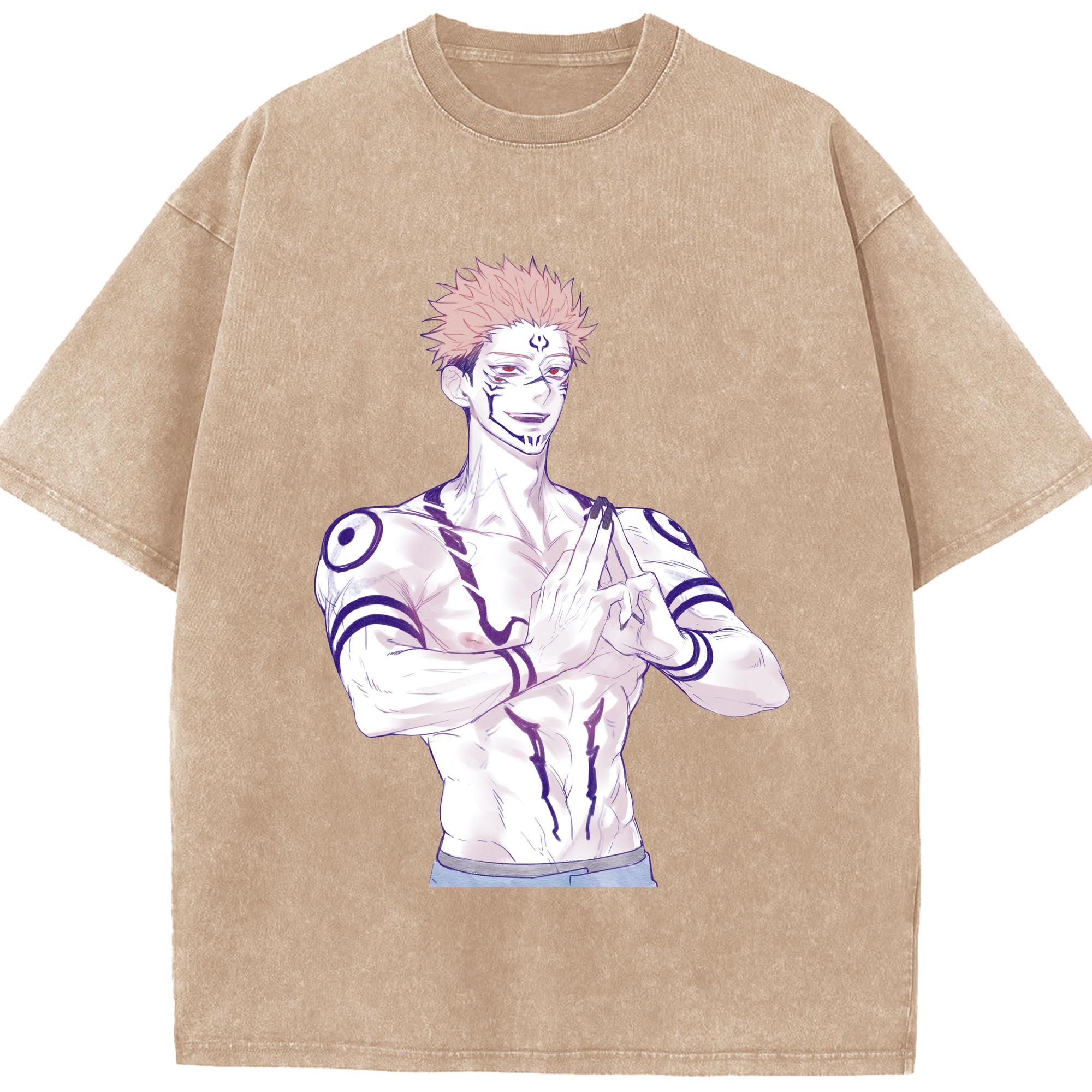 （画像用） 呪術廻戦 Jujutsu Kaisen 綿100% ヴィンテージ風 半袖Tシャツ（フロントプリント）