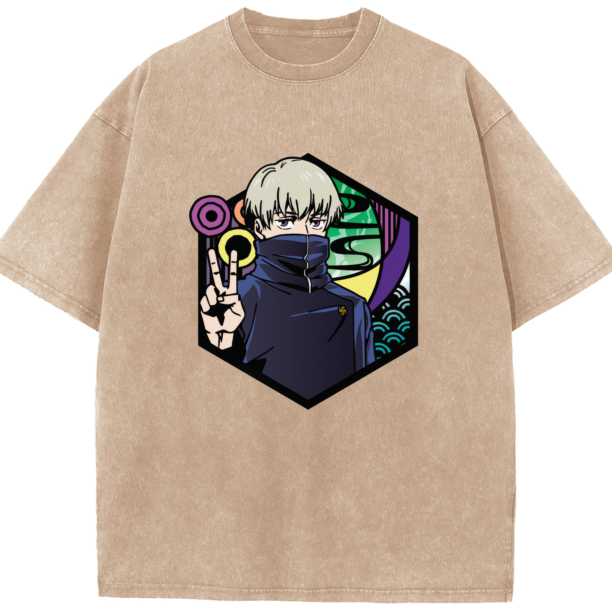 （画像用） 呪術廻戦 Jujutsu Kaisen 綿100% ヴィンテージ風 半袖Tシャツ（フロントプリント）