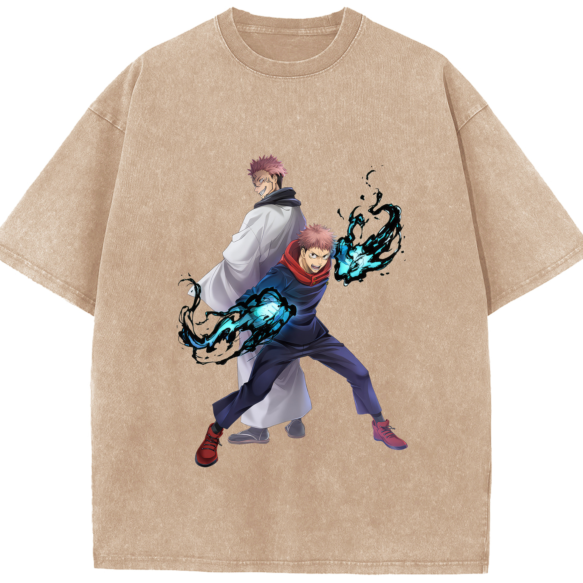 （画像用） 呪術廻戦 Jujutsu Kaisen 綿100% ヴィンテージ風 半袖Tシャツ（フロントプリント）