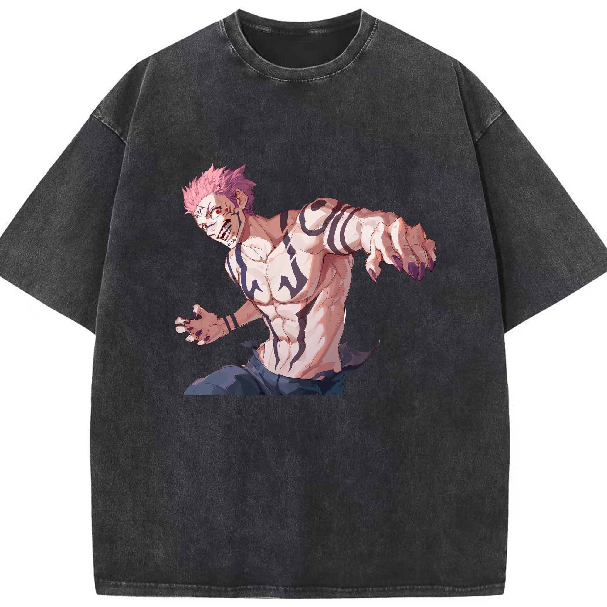 （画像用） 呪術廻戦 Jujutsu Kaisen 綿100% ヴィンテージ風 半袖Tシャツ（フロントプリント）
