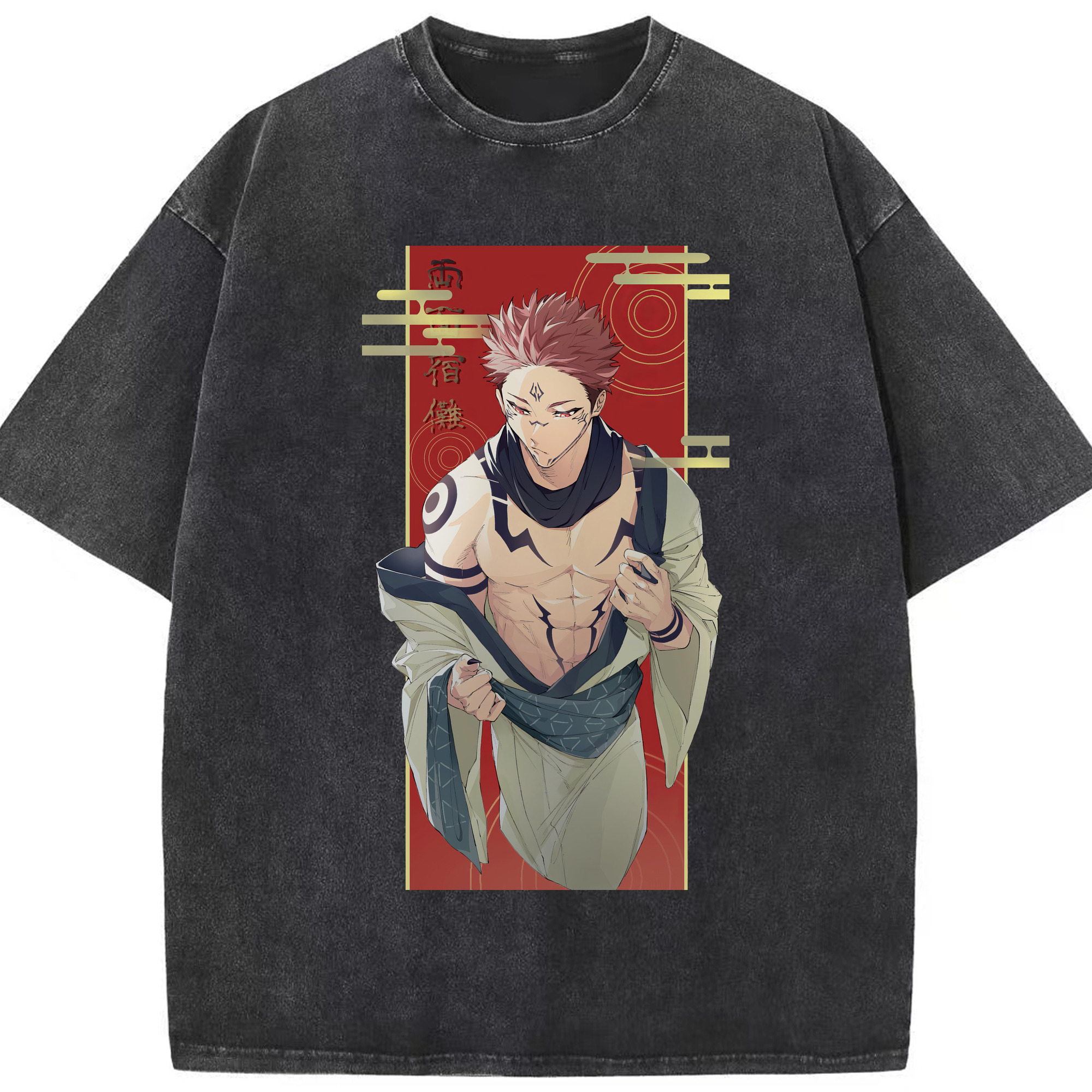 （画像用） 呪術廻戦 Jujutsu Kaisen 綿100% ヴィンテージ風 半袖Tシャツ（フロントプリント）