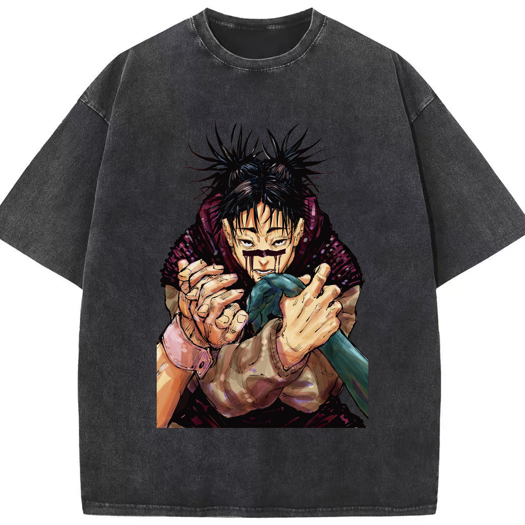（画像用） 呪術廻戦 Jujutsu Kaisen 綿100% ヴィンテージ風 半袖Tシャツ（フロントプリント）