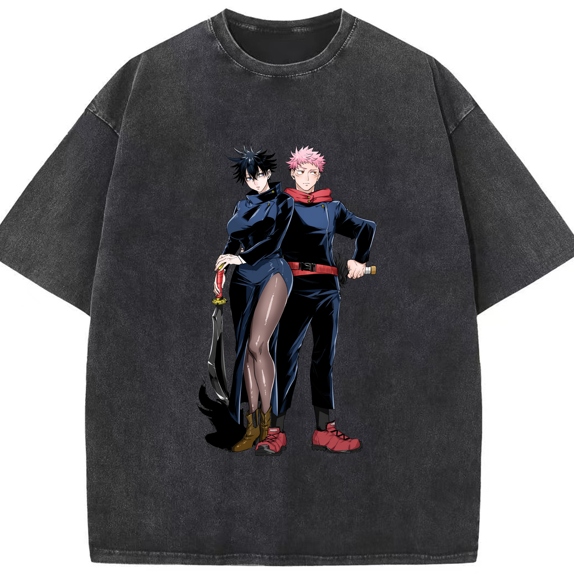 （画像用） 呪術廻戦 Jujutsu Kaisen 綿100% ヴィンテージ風 半袖Tシャツ（フロントプリント）
