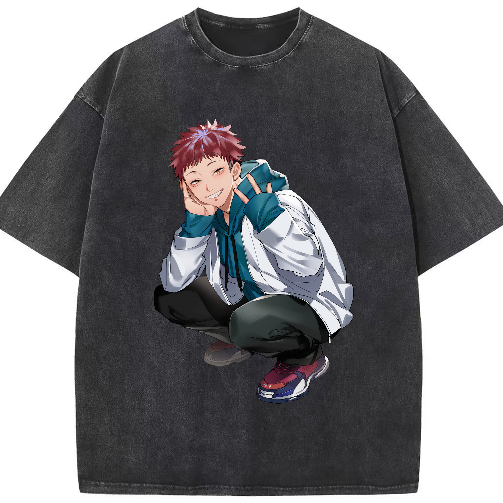 （画像用） 呪術廻戦 Jujutsu Kaisen 綿100% ヴィンテージ風 半袖Tシャツ（フロントプリント）