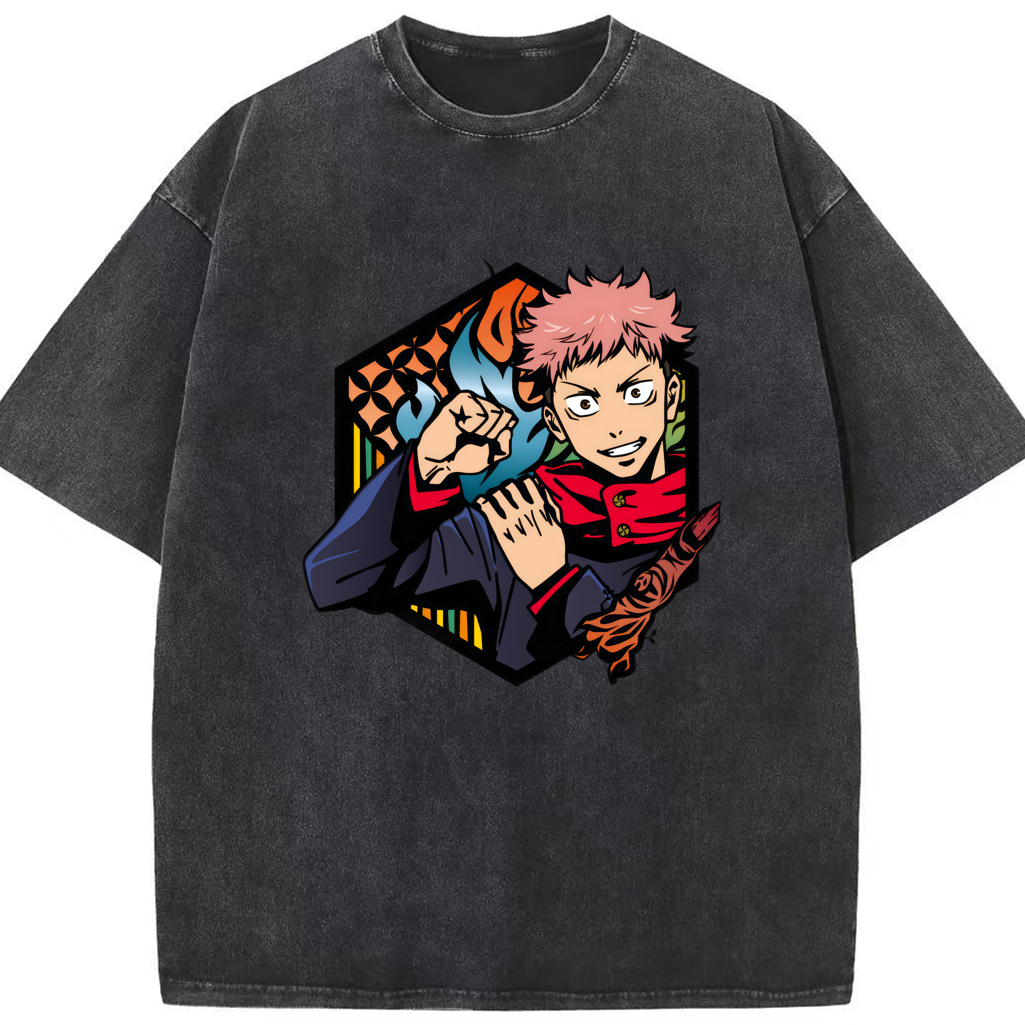 （画像用） 呪術廻戦 Jujutsu Kaisen 綿100% ヴィンテージ風 半袖Tシャツ（フロントプリント）