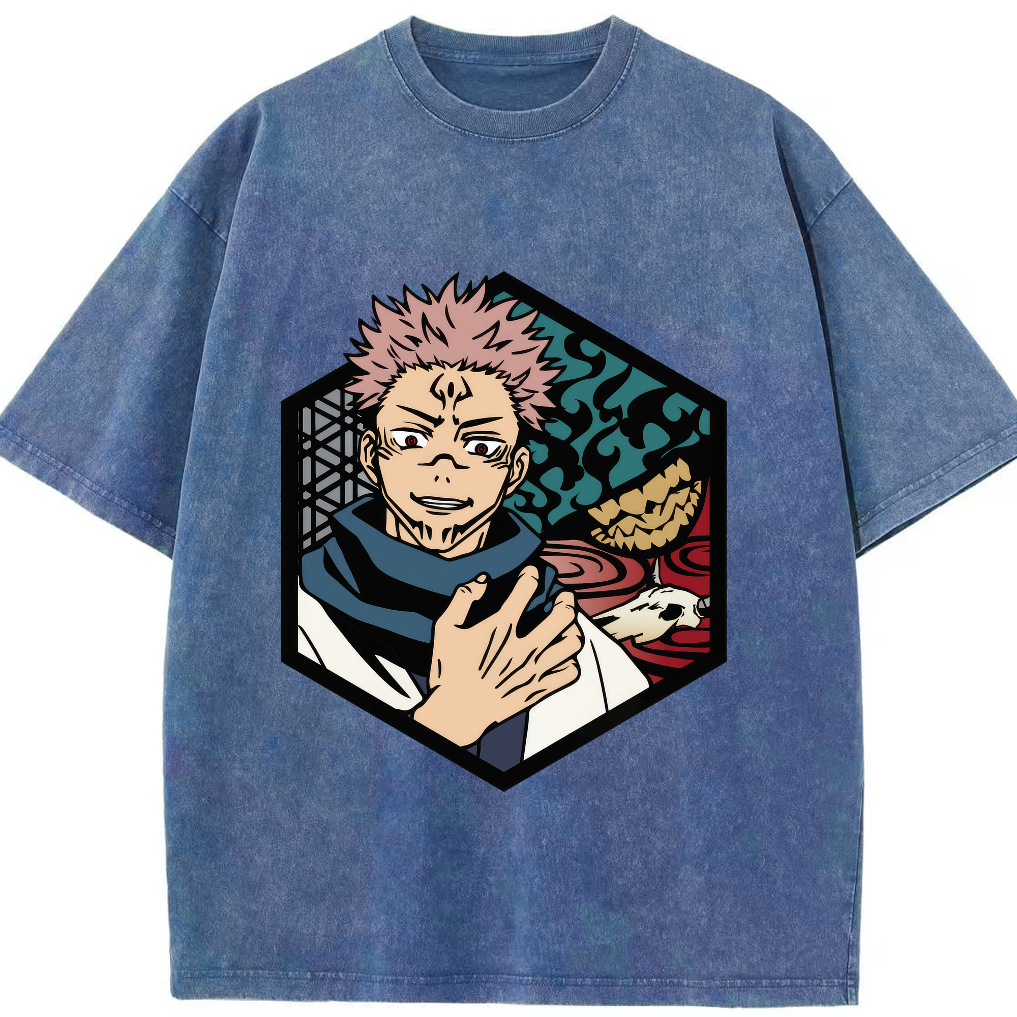 （画像用） 呪術廻戦 Jujutsu Kaisen 綿100% ヴィンテージ風 半袖Tシャツ（フロントプリント）