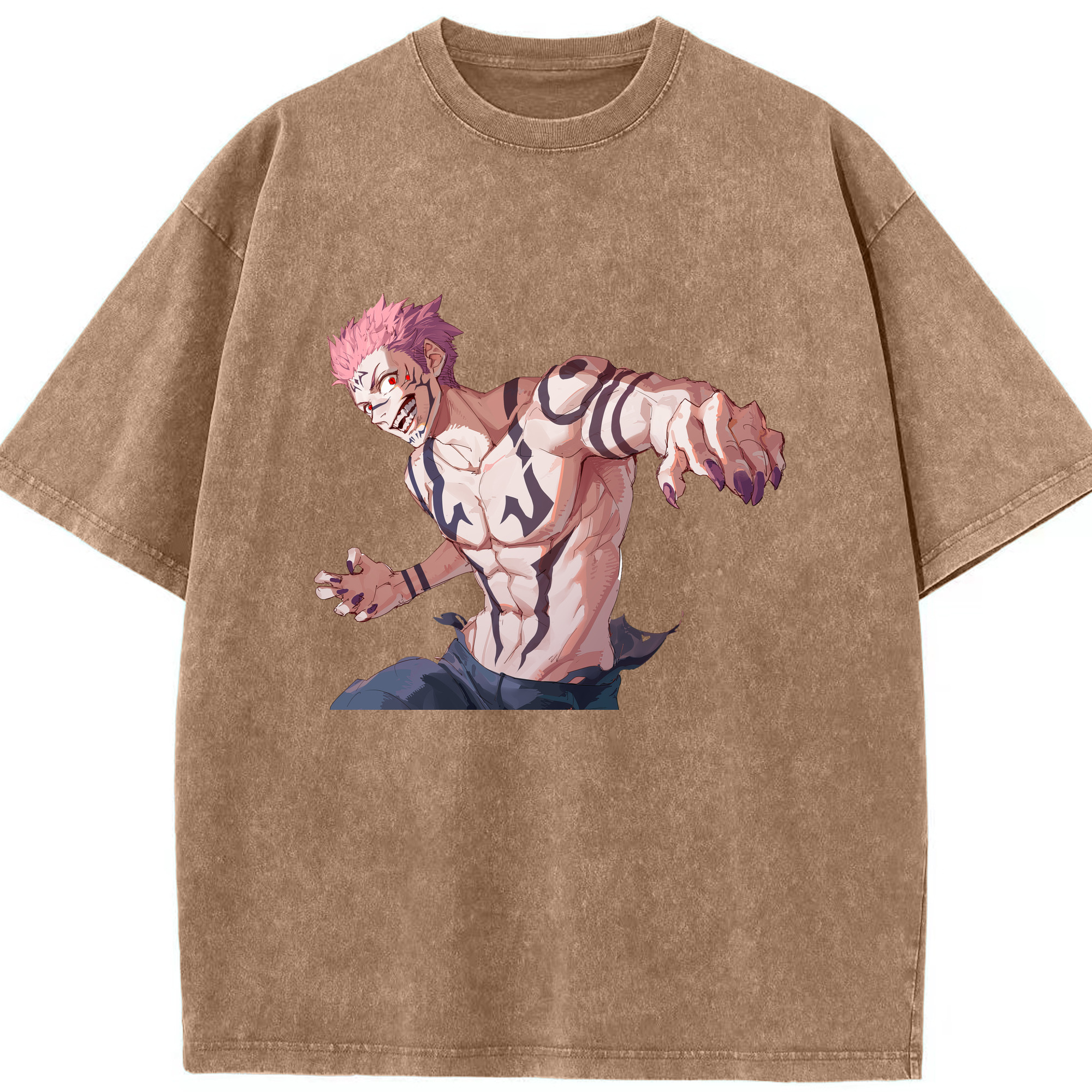 （画像用） 呪術廻戦 Jujutsu Kaisen 綿100% ヴィンテージ風 半袖Tシャツ（フロントプリント）
