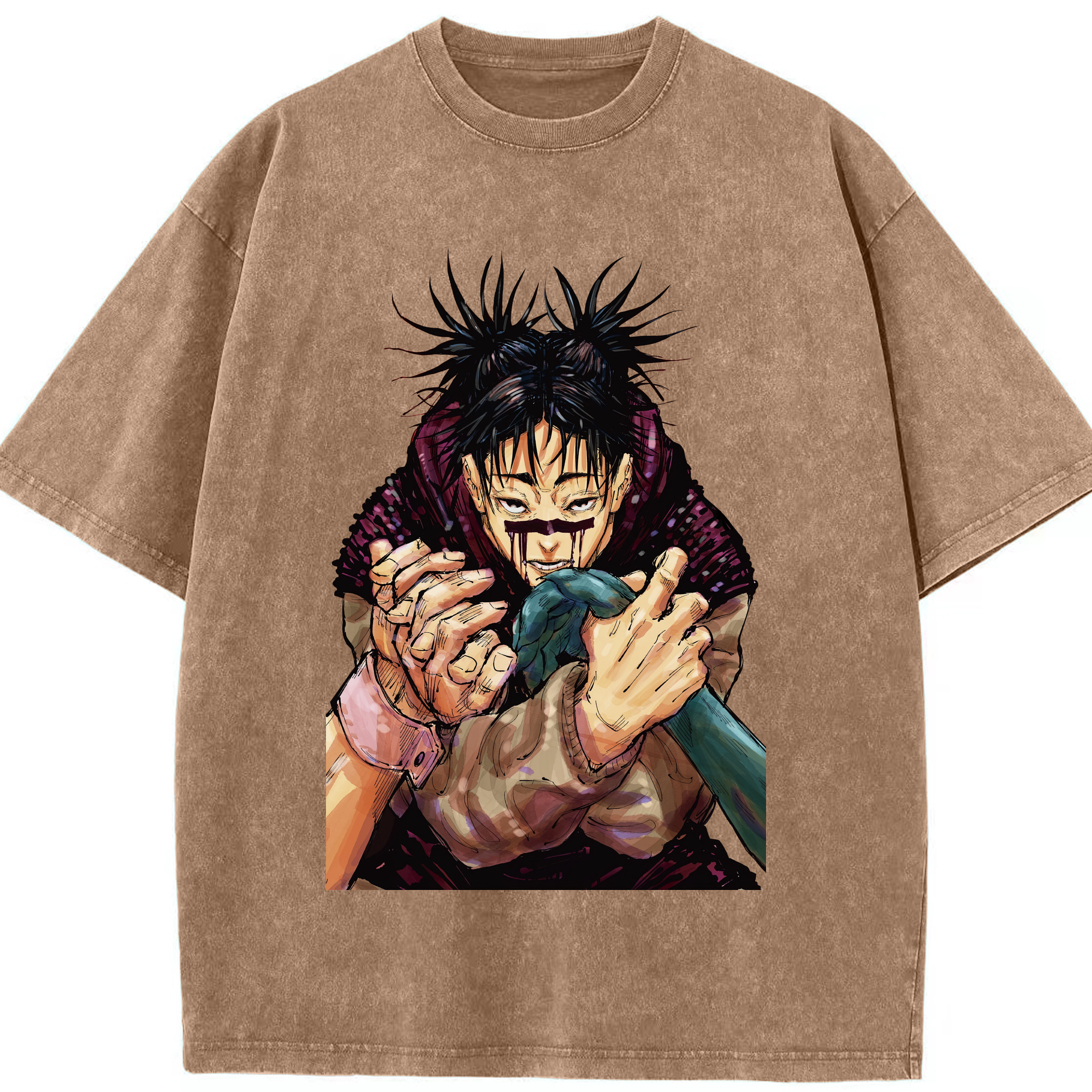 （画像用） 呪術廻戦 Jujutsu Kaisen 綿100% ヴィンテージ風 半袖Tシャツ（フロントプリント）