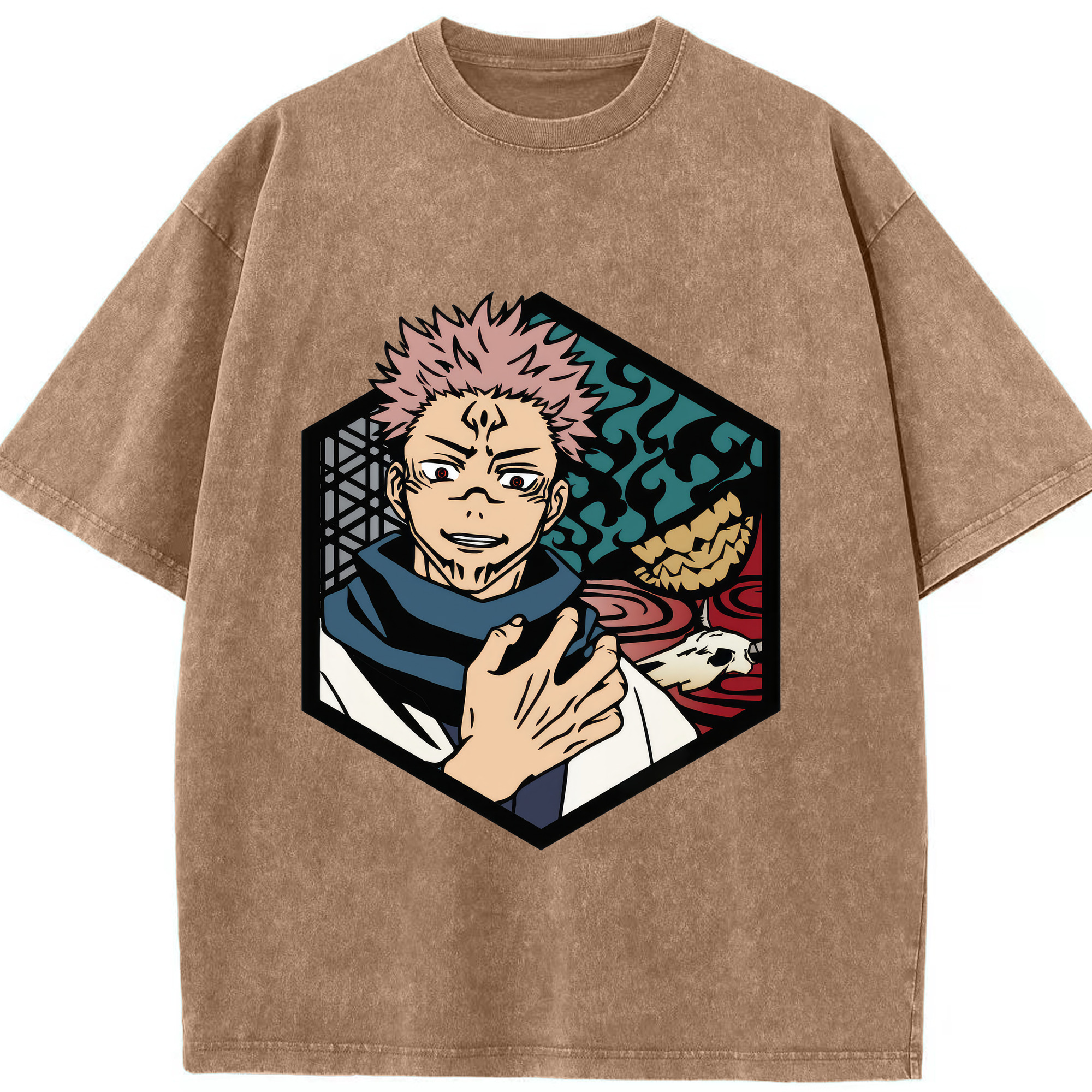 （画像用） 呪術廻戦 Jujutsu Kaisen 綿100% ヴィンテージ風 半袖Tシャツ（フロントプリント）