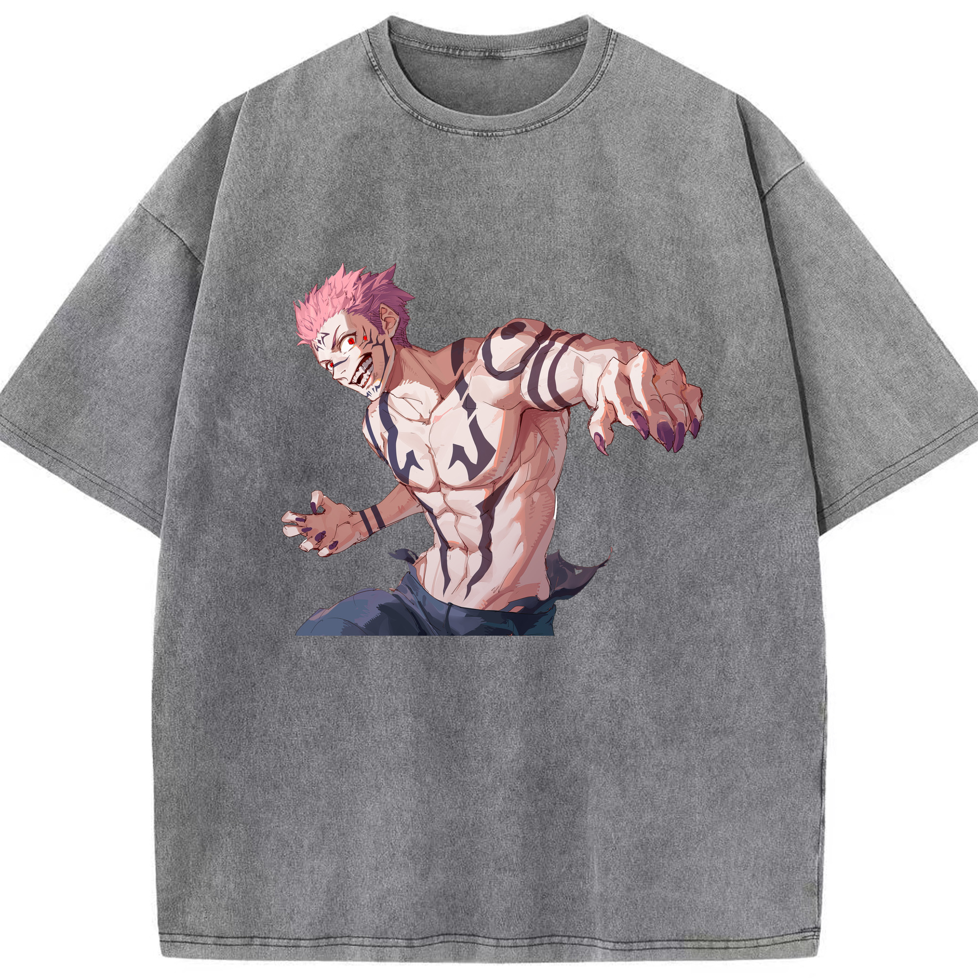 （画像用） 呪術廻戦 Jujutsu Kaisen 綿100% ヴィンテージ風 半袖Tシャツ（フロントプリント）