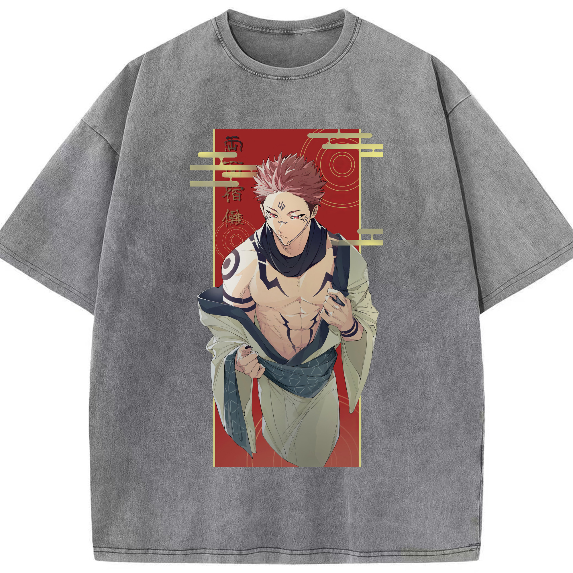 （画像用） 呪術廻戦 Jujutsu Kaisen 綿100% ヴィンテージ風 半袖Tシャツ（フロントプリント）