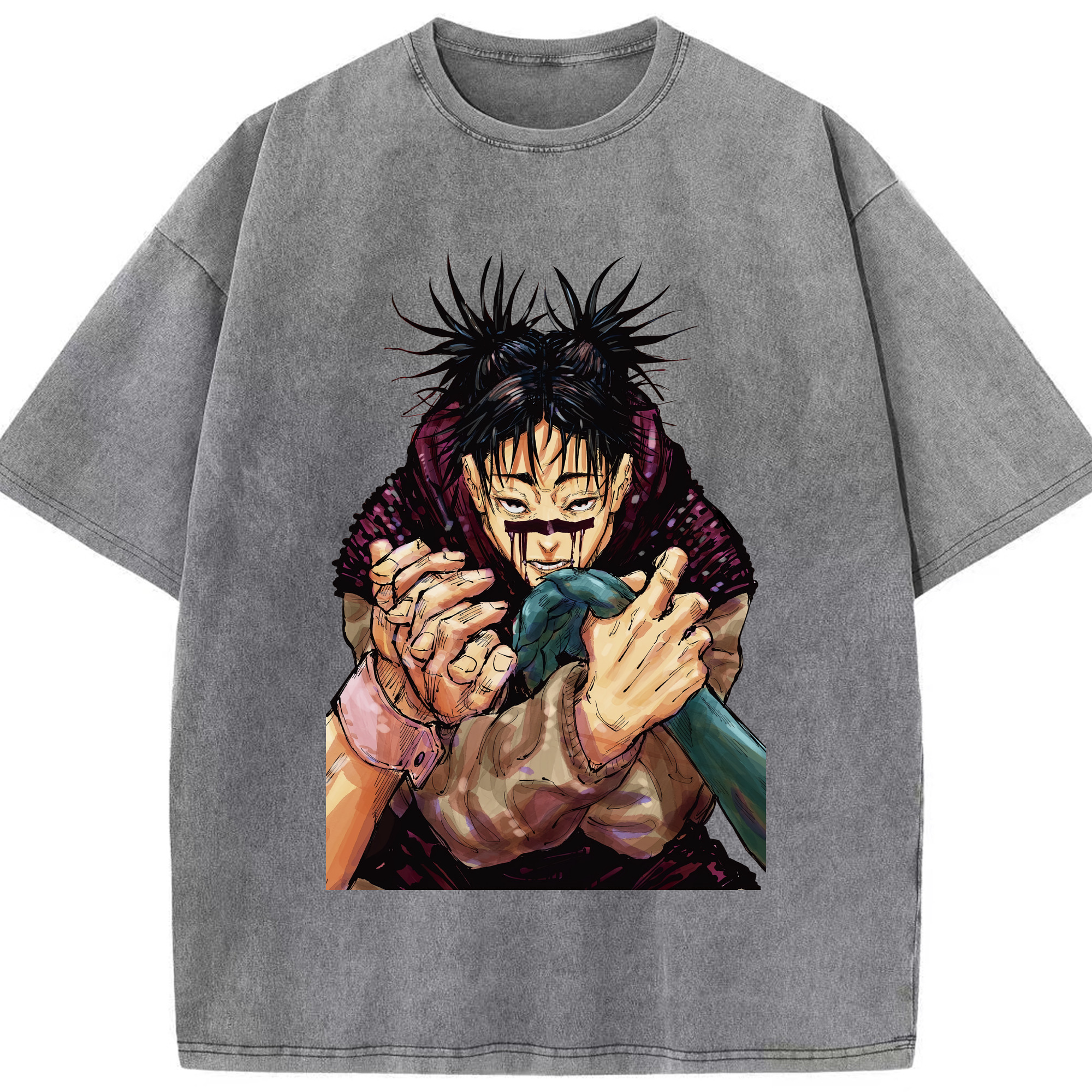 （画像用） 呪術廻戦 Jujutsu Kaisen 綿100% ヴィンテージ風 半袖Tシャツ（フロントプリント）