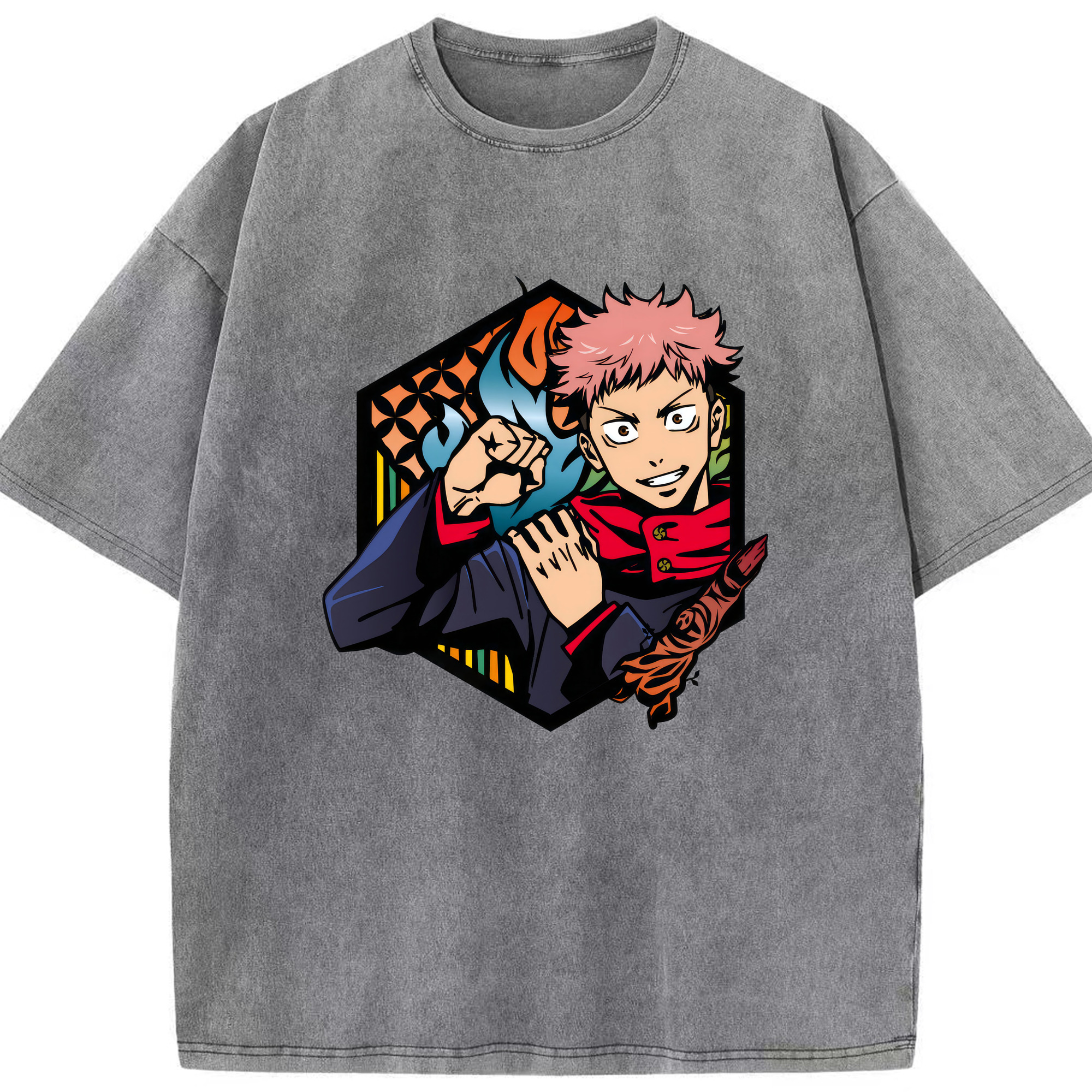 （画像用） 呪術廻戦 Jujutsu Kaisen 綿100% ヴィンテージ風 半袖Tシャツ（フロントプリント）