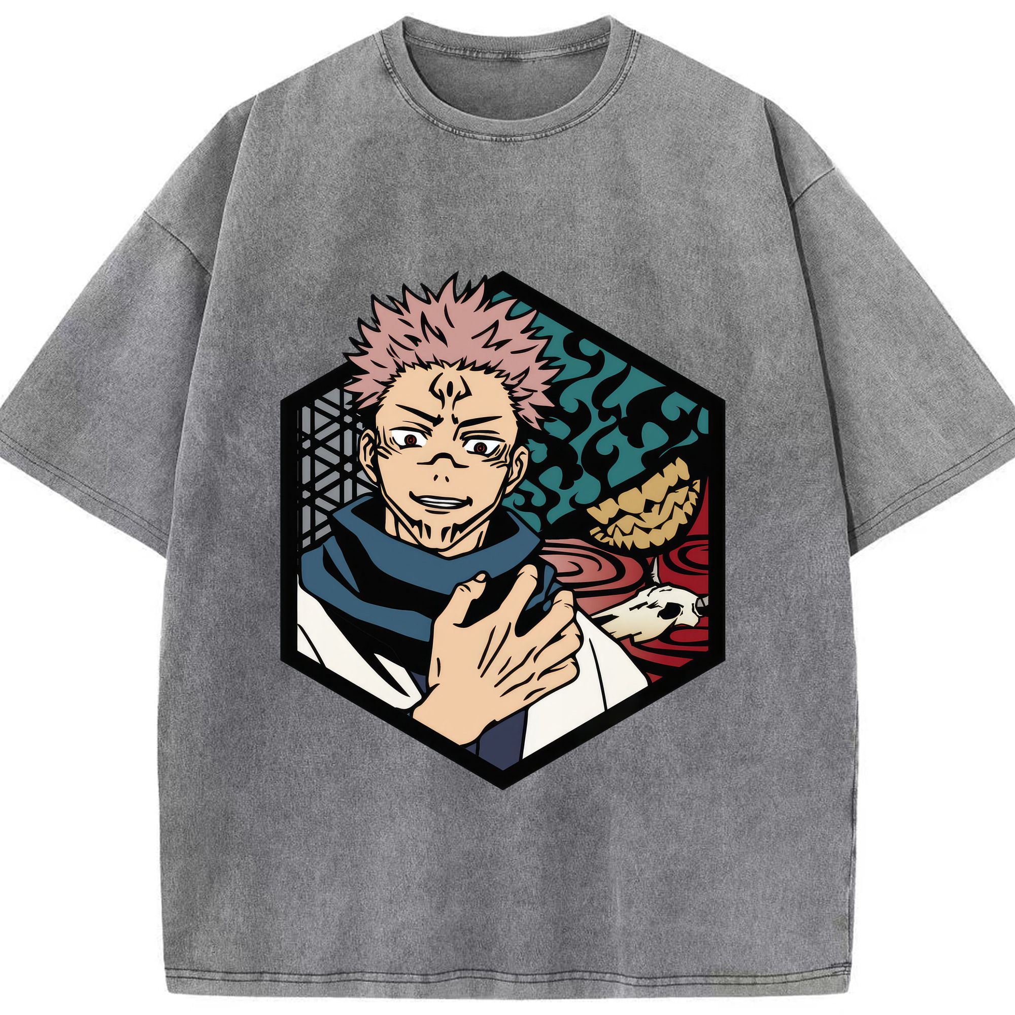 （画像用） 呪術廻戦 Jujutsu Kaisen 綿100% ヴィンテージ風 半袖Tシャツ（フロントプリント）