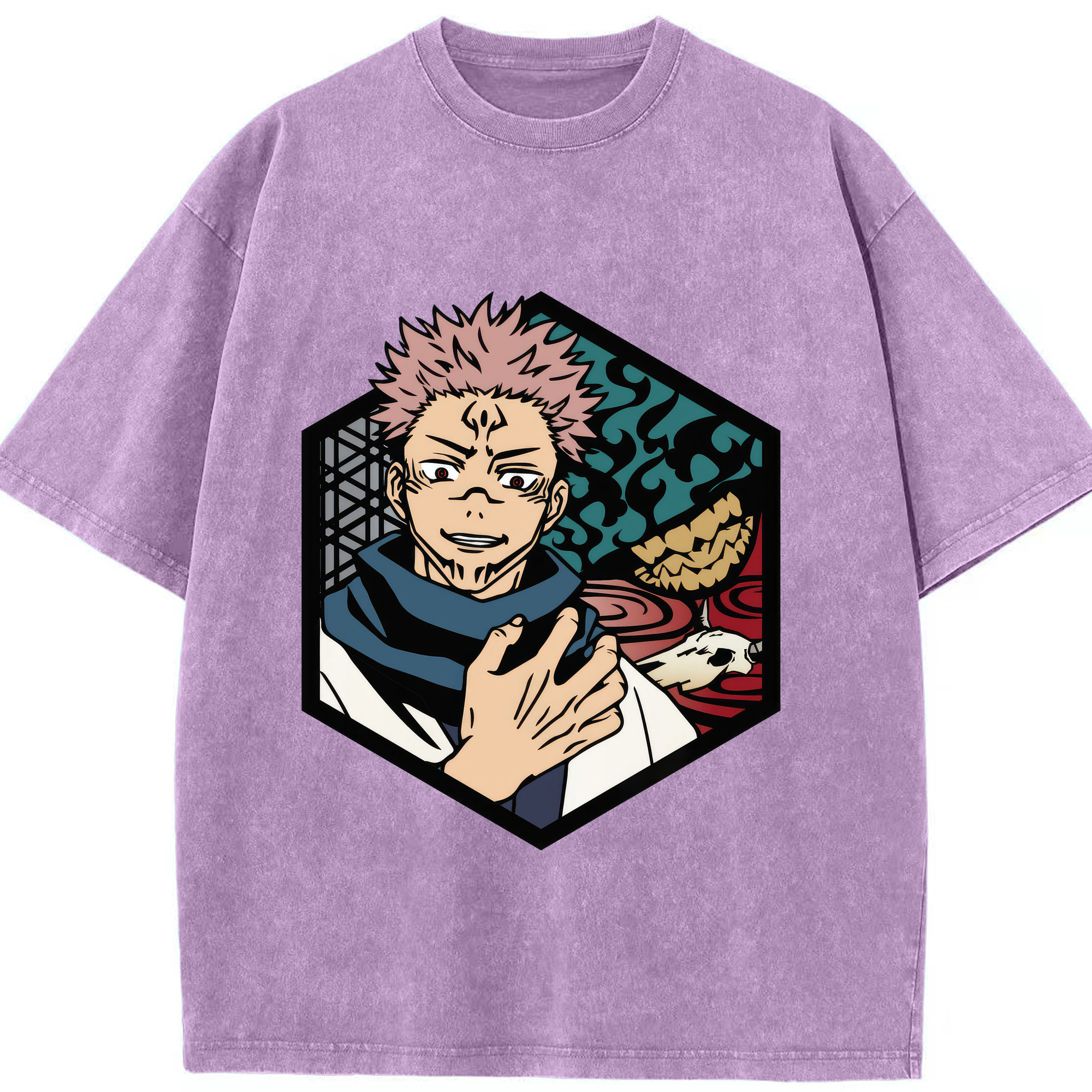 （画像用） 呪術廻戦 Jujutsu Kaisen 綿100% ヴィンテージ風 半袖Tシャツ（フロントプリント）