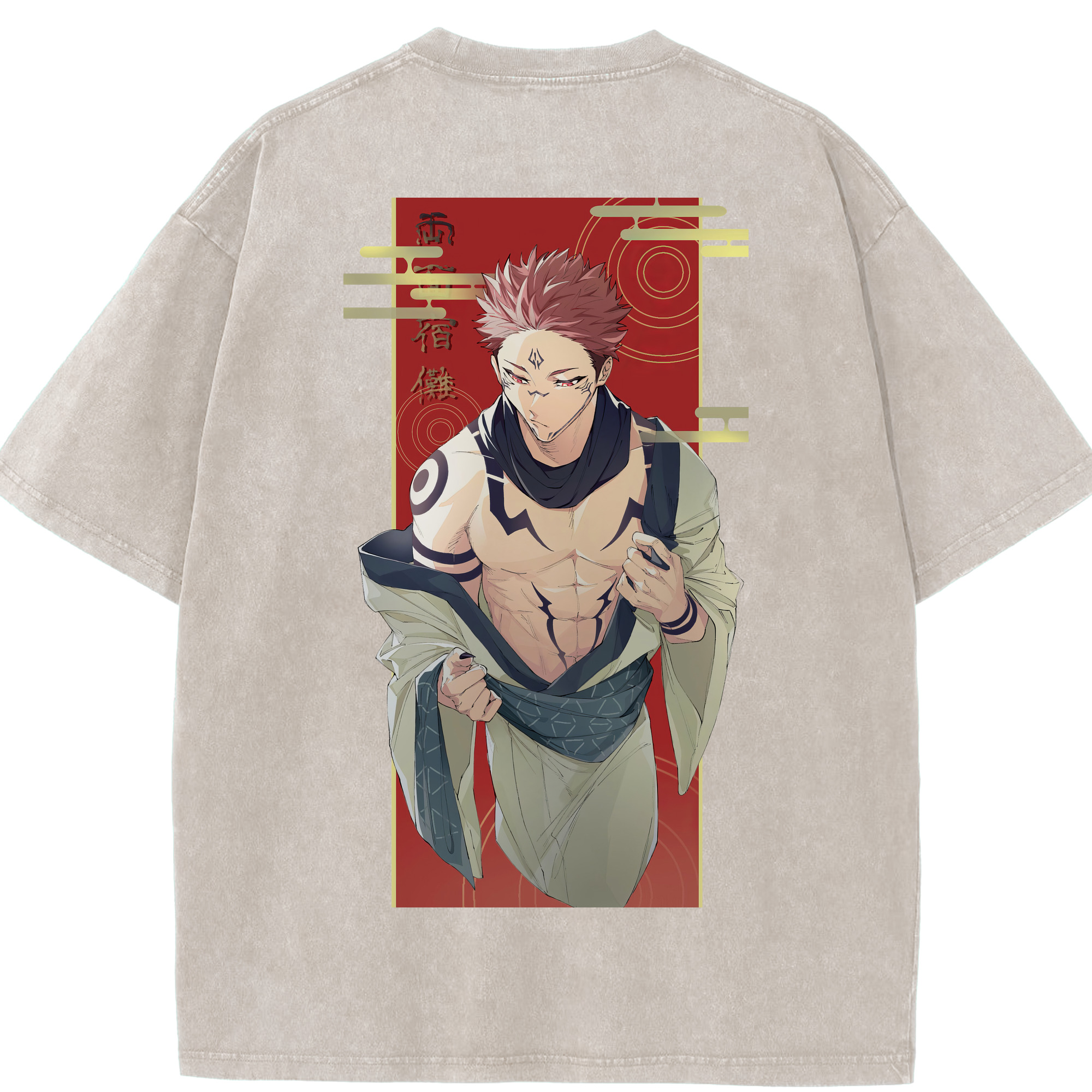 （画像用） 呪術廻戦 Jujutsu Kaisen 綿100% ヴィンテージ風 半袖Tシャツ（背面プリント）