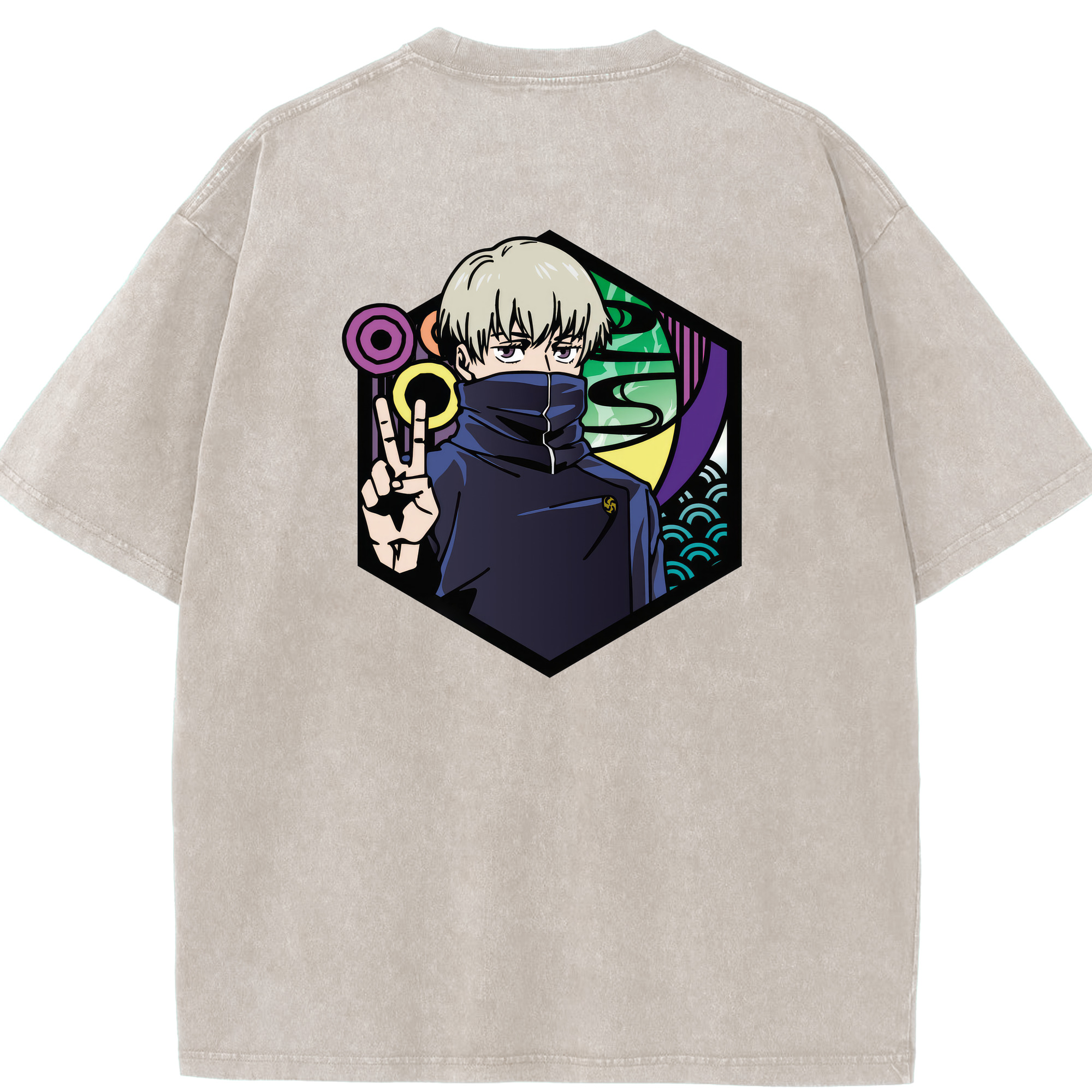 （画像用） 呪術廻戦 Jujutsu Kaisen 綿100% ヴィンテージ風 半袖Tシャツ（背面プリント）