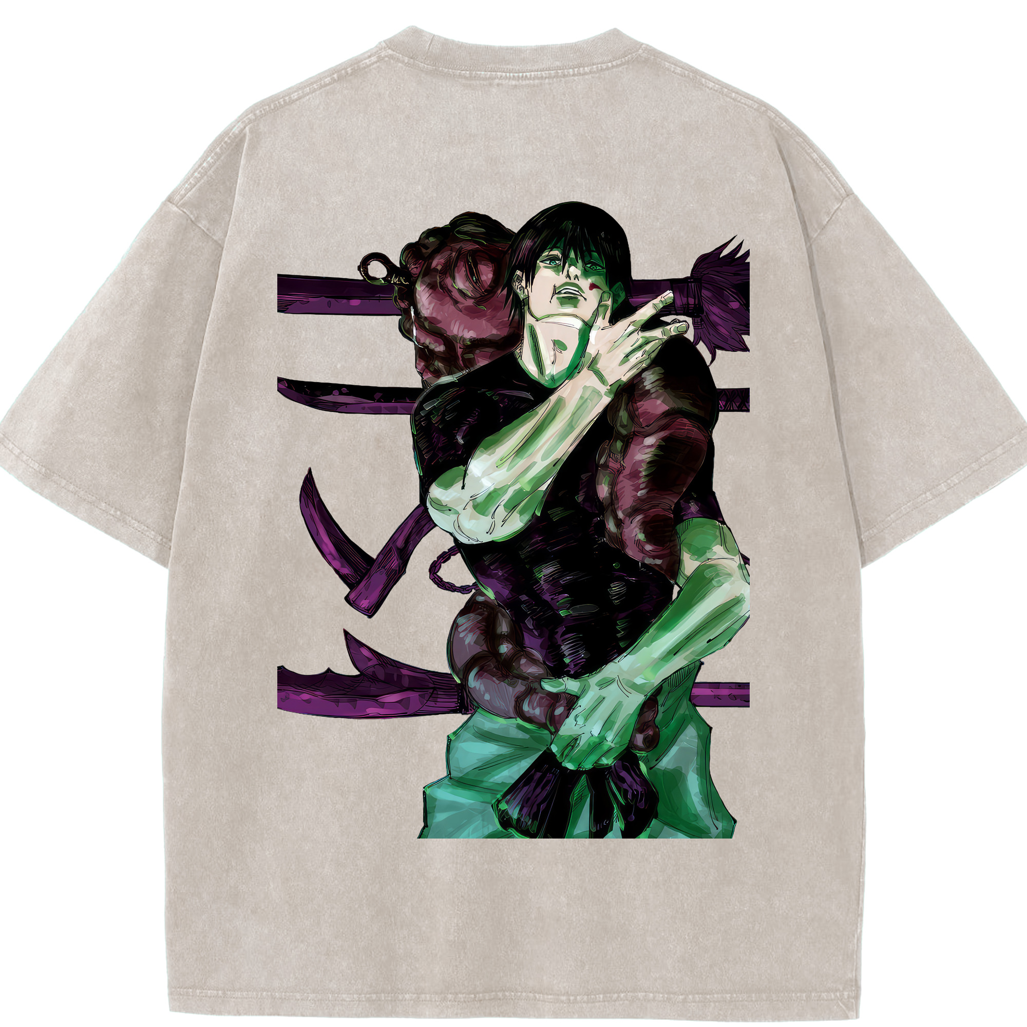 （画像用） 呪術廻戦 Jujutsu Kaisen 綿100% ヴィンテージ風 半袖Tシャツ（背面プリント）