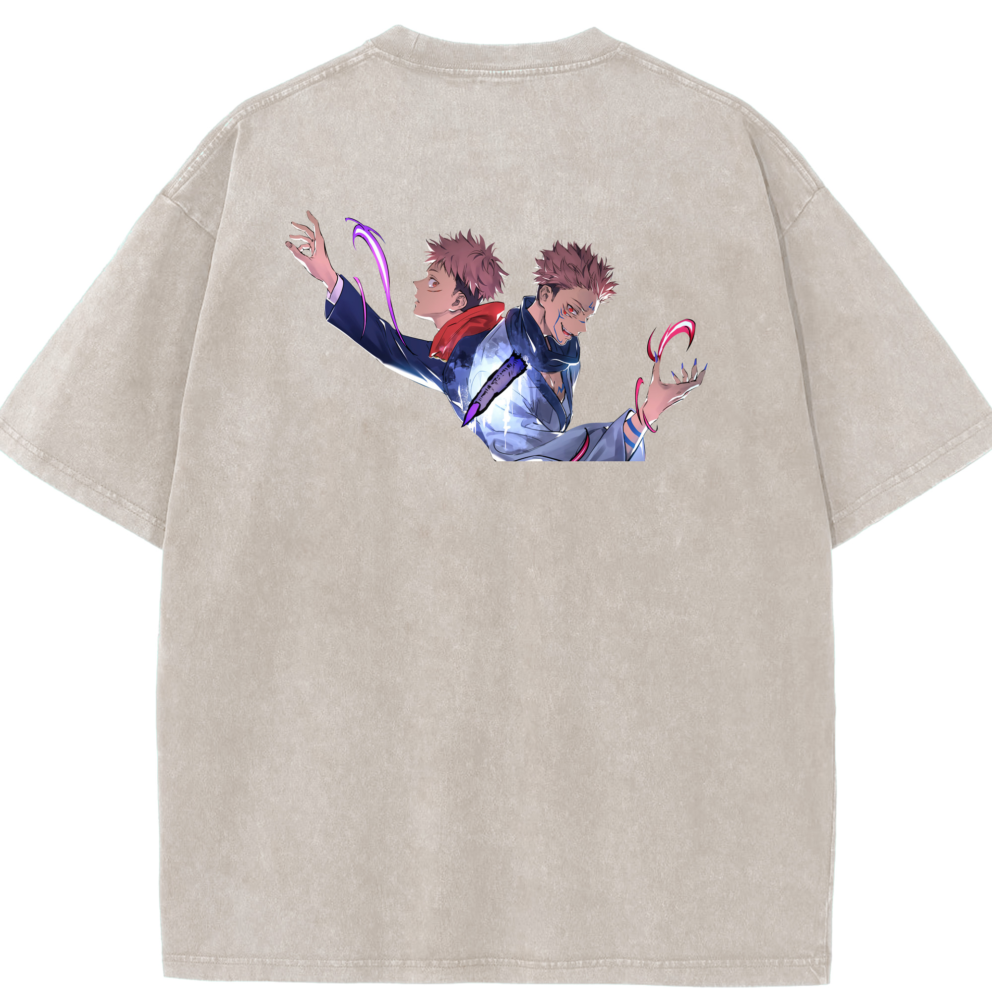 （画像用） 呪術廻戦 Jujutsu Kaisen 綿100% ヴィンテージ風 半袖Tシャツ（背面プリント）