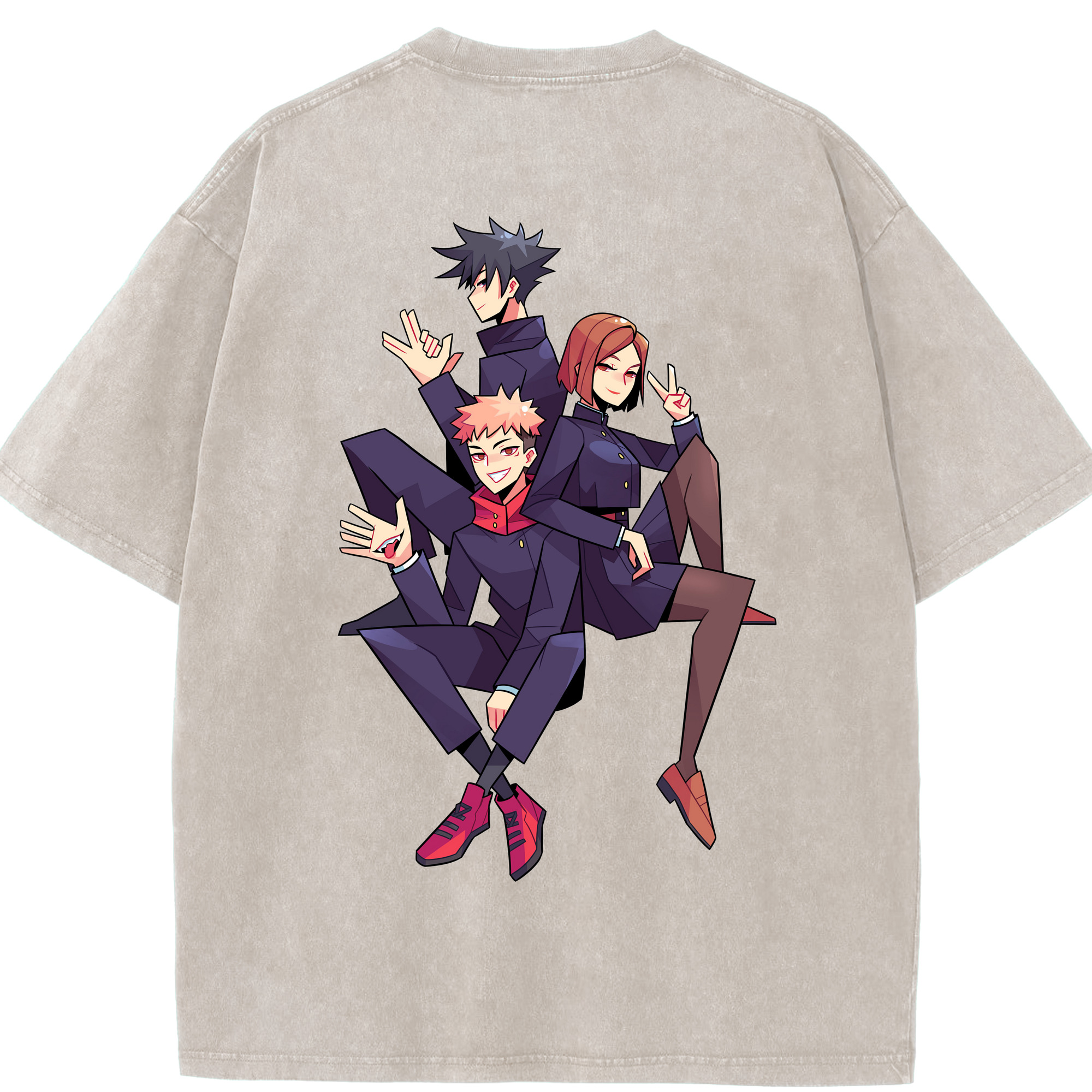 （画像用） 呪術廻戦 Jujutsu Kaisen 綿100% ヴィンテージ風 半袖Tシャツ（背面プリント）