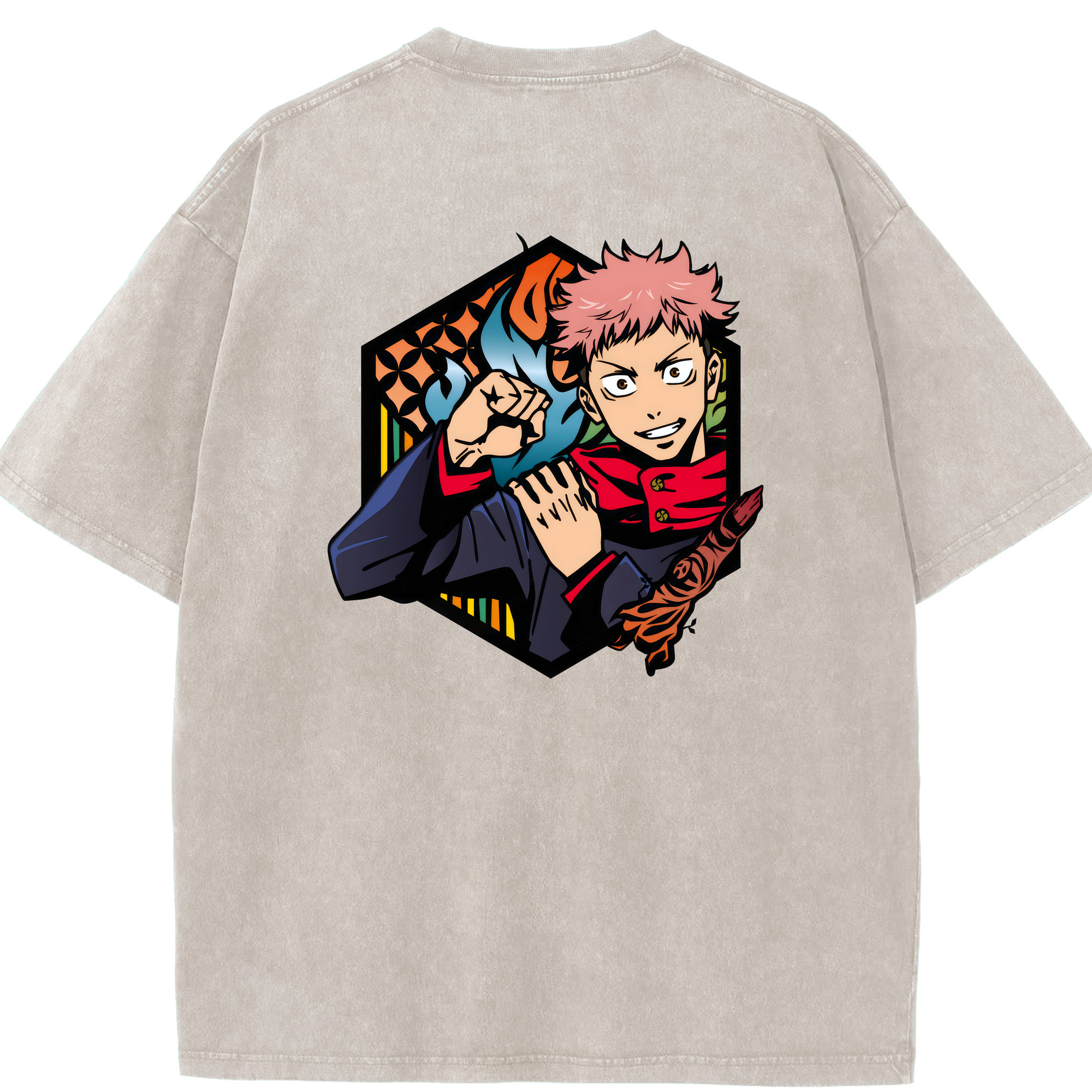 （画像用） 呪術廻戦 Jujutsu Kaisen 綿100% ヴィンテージ風 半袖Tシャツ（背面プリント）