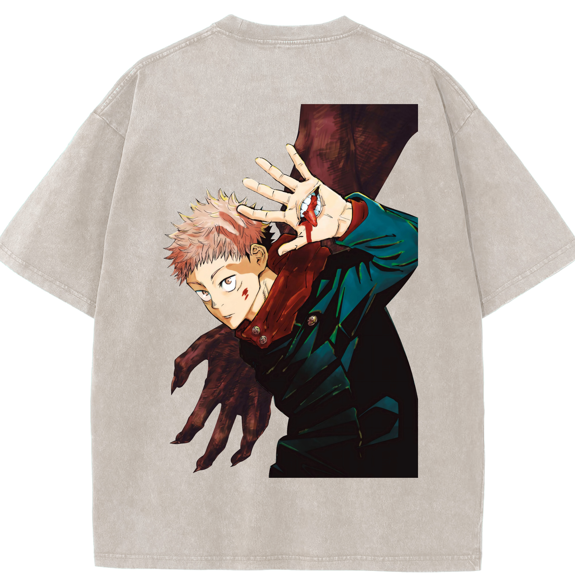 （画像用） 呪術廻戦 Jujutsu Kaisen 綿100% ヴィンテージ風 半袖Tシャツ（背面プリント）