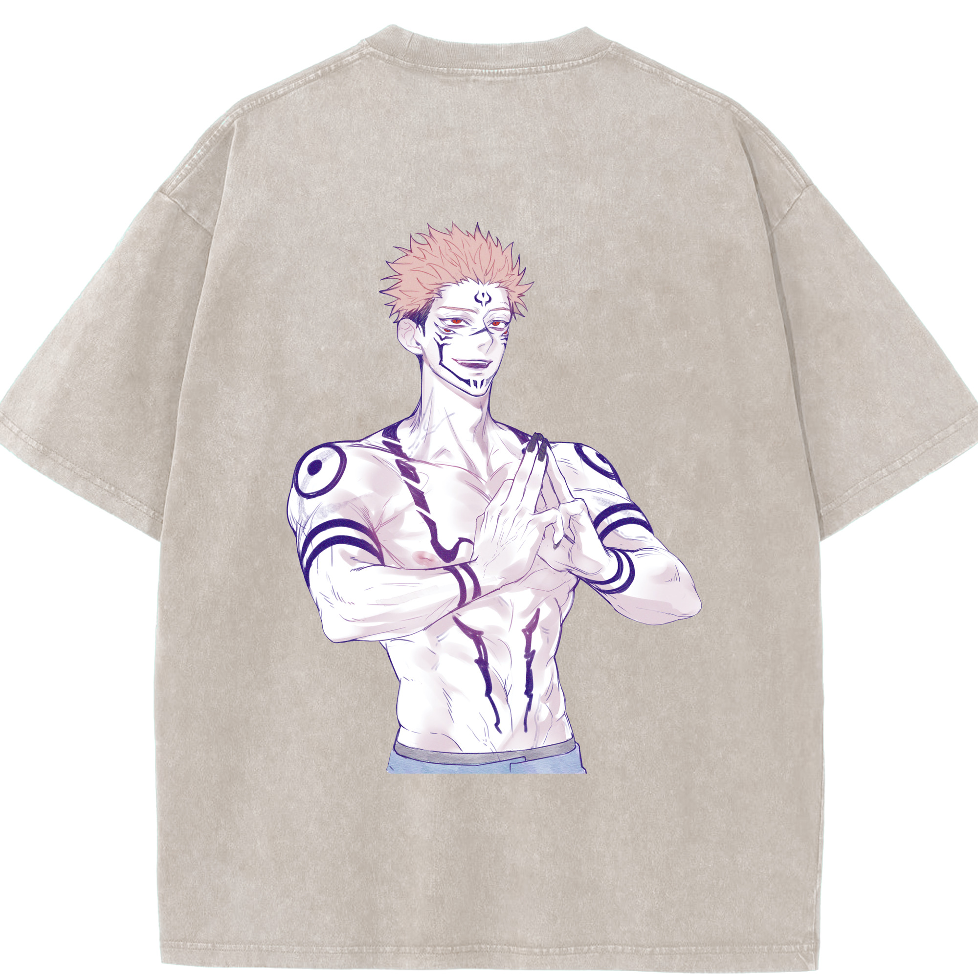 （画像用） 呪術廻戦 Jujutsu Kaisen 綿100% ヴィンテージ風 半袖Tシャツ（背面プリント）
