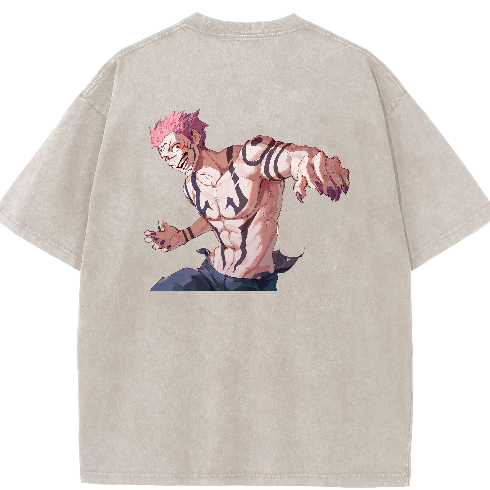 （画像用） 呪術廻戦 Jujutsu Kaisen 綿100% ヴィンテージ風 半袖Tシャツ（背面プリント）