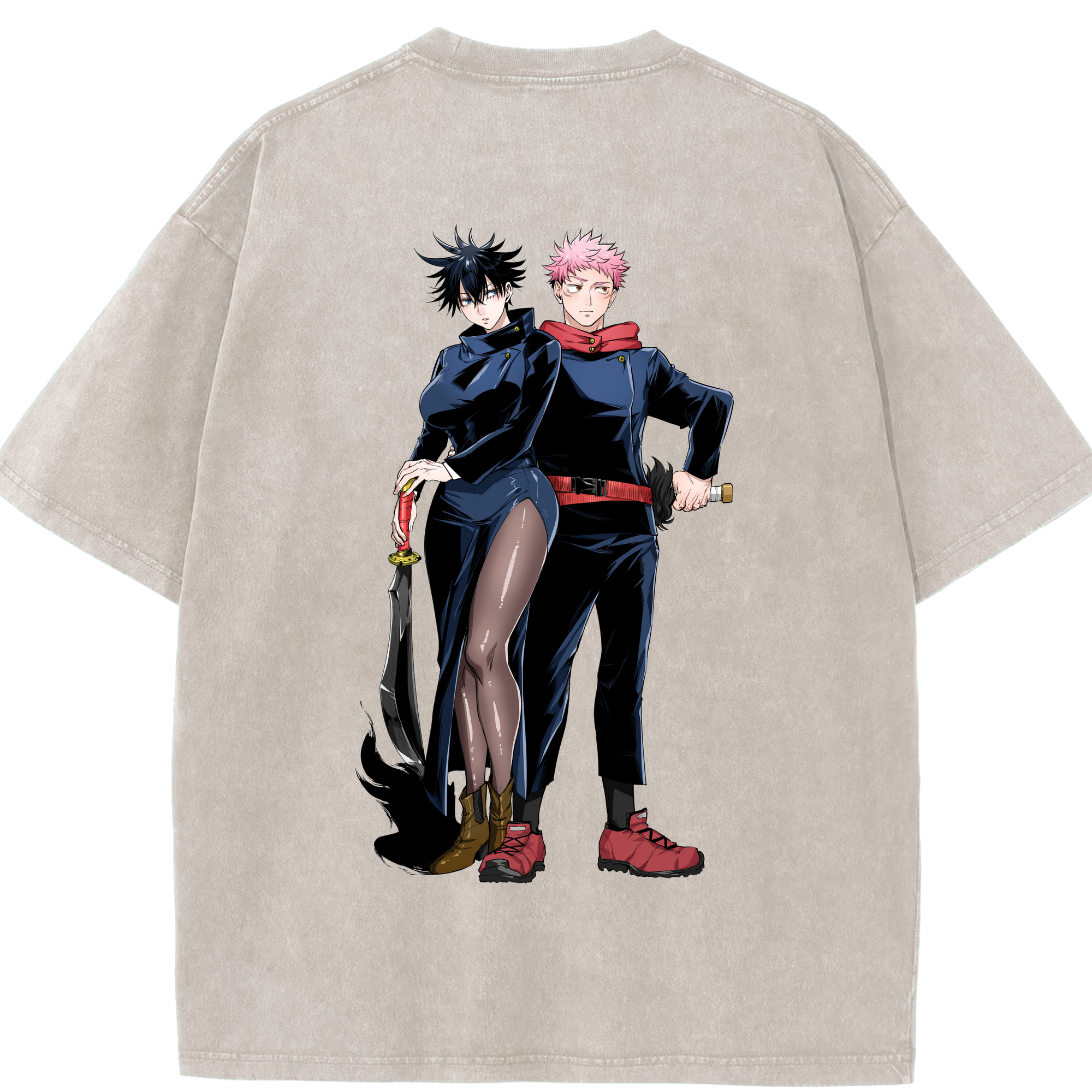 （画像用） 呪術廻戦 Jujutsu Kaisen 綿100% ヴィンテージ風 半袖Tシャツ（背面プリント）