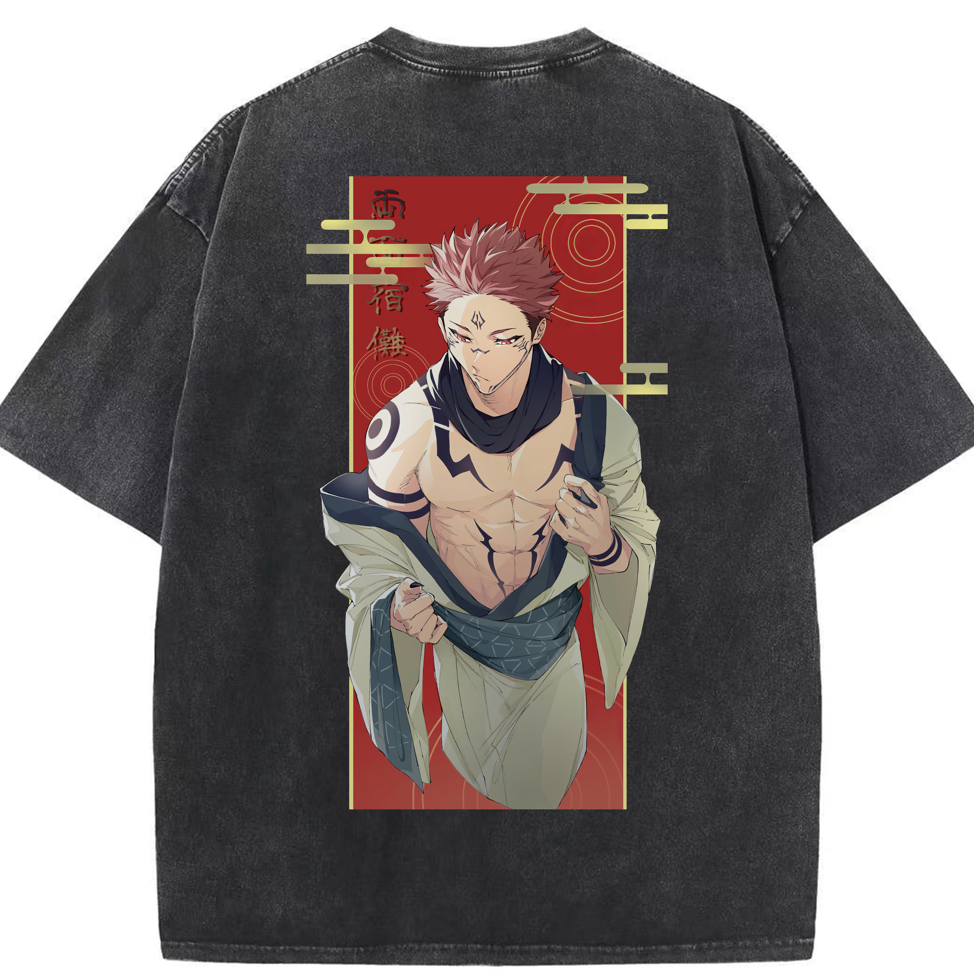 （画像用） 呪術廻戦 Jujutsu Kaisen 綿100% ヴィンテージ風 半袖Tシャツ（背面プリント）
