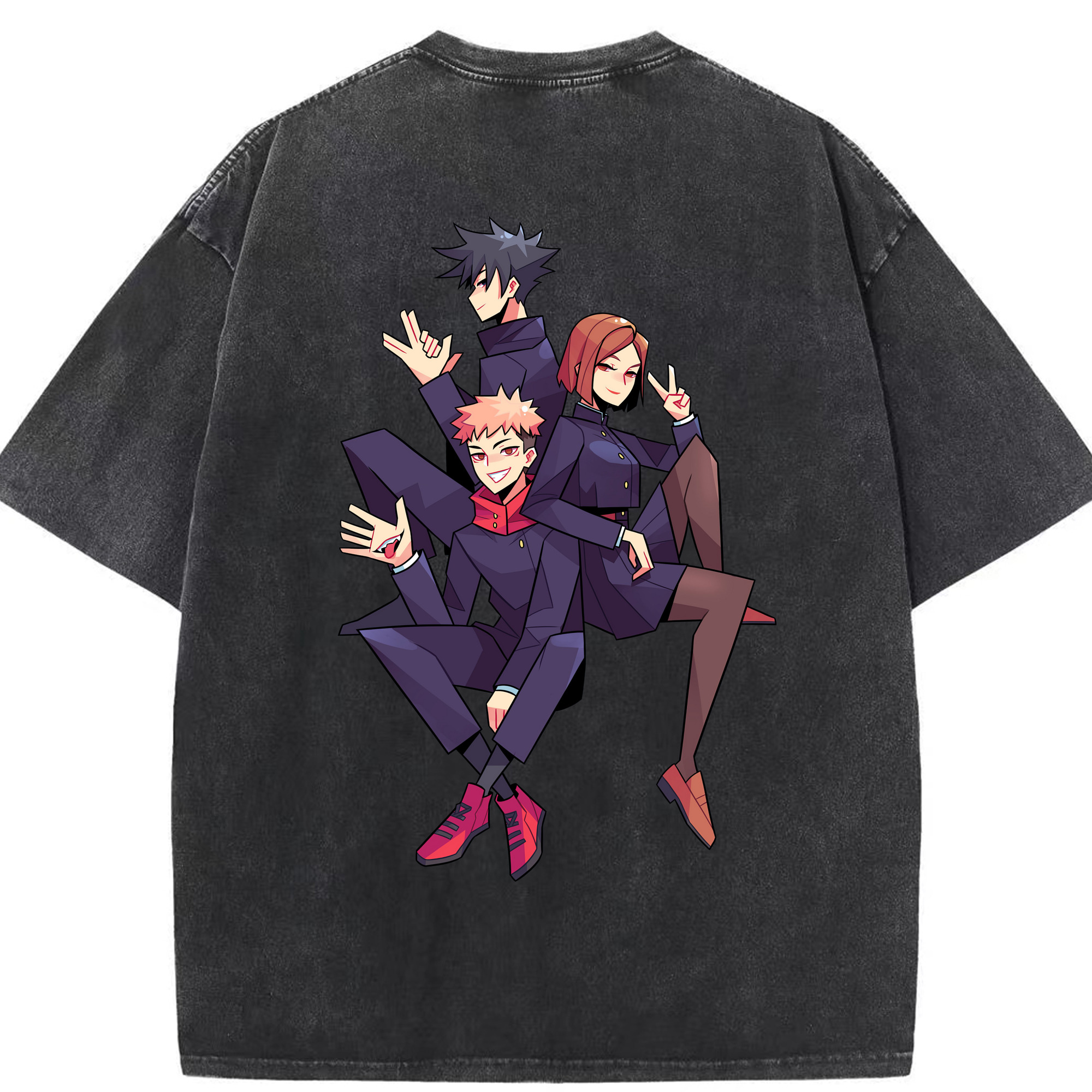 （画像用） 呪術廻戦 Jujutsu Kaisen 綿100% ヴィンテージ風 半袖Tシャツ（背面プリント）