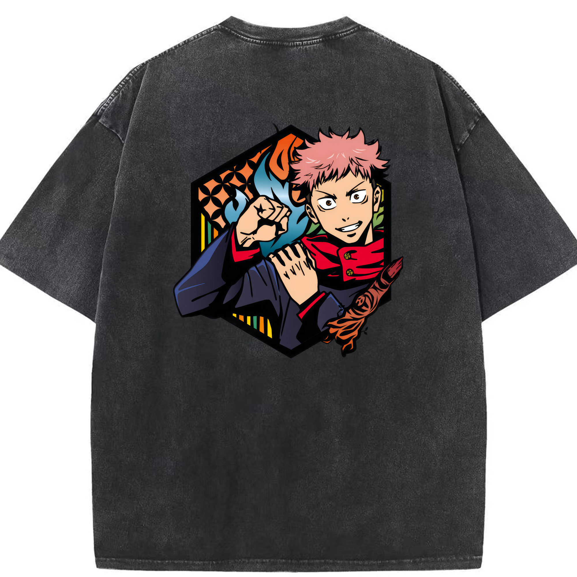 （画像用） 呪術廻戦 Jujutsu Kaisen 綿100% ヴィンテージ風 半袖Tシャツ（背面プリント）