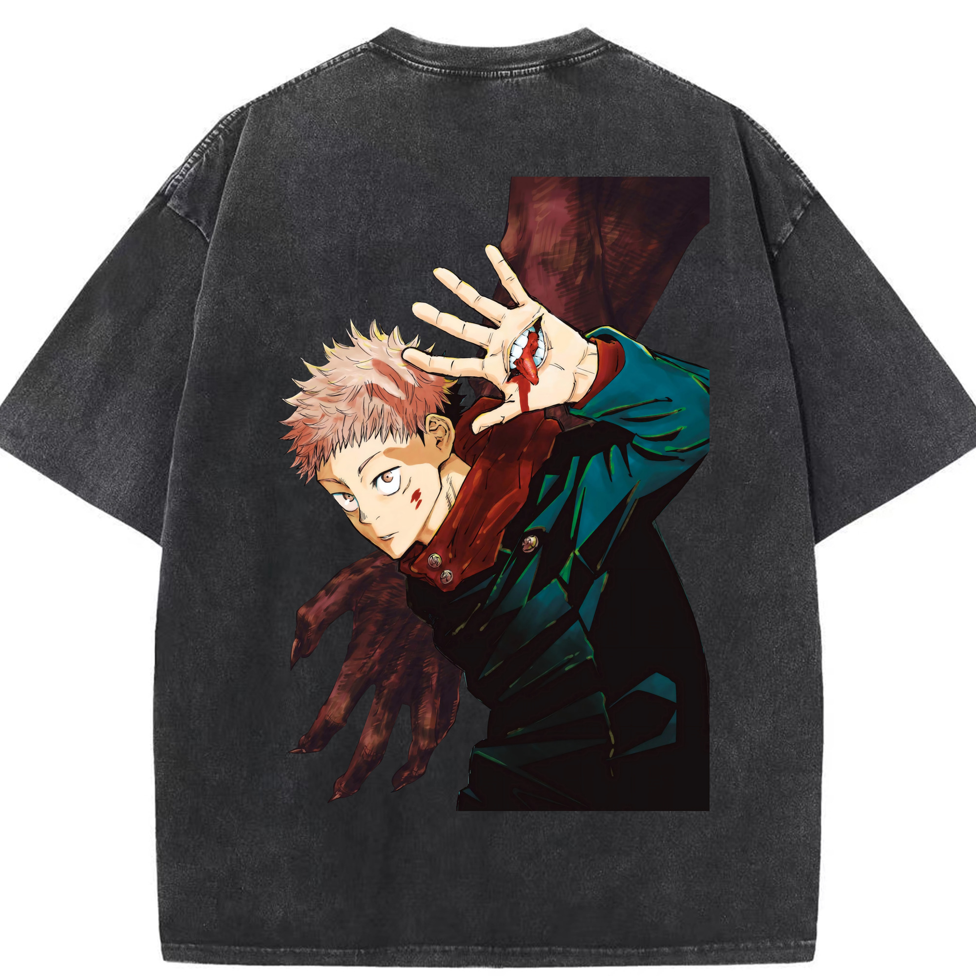 （画像用） 呪術廻戦 Jujutsu Kaisen 綿100% ヴィンテージ風 半袖Tシャツ（背面プリント）