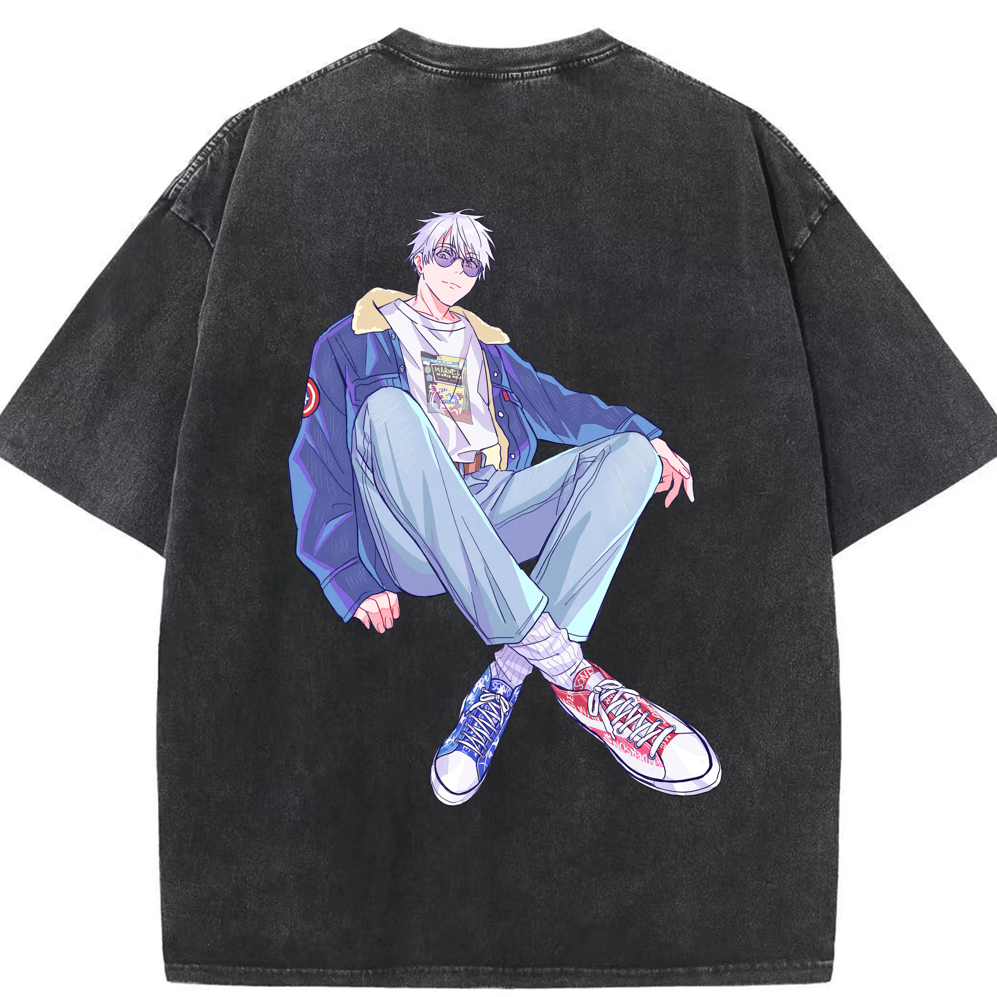 （画像用） 呪術廻戦 Jujutsu Kaisen 綿100% ヴィンテージ風 半袖Tシャツ（背面プリント）