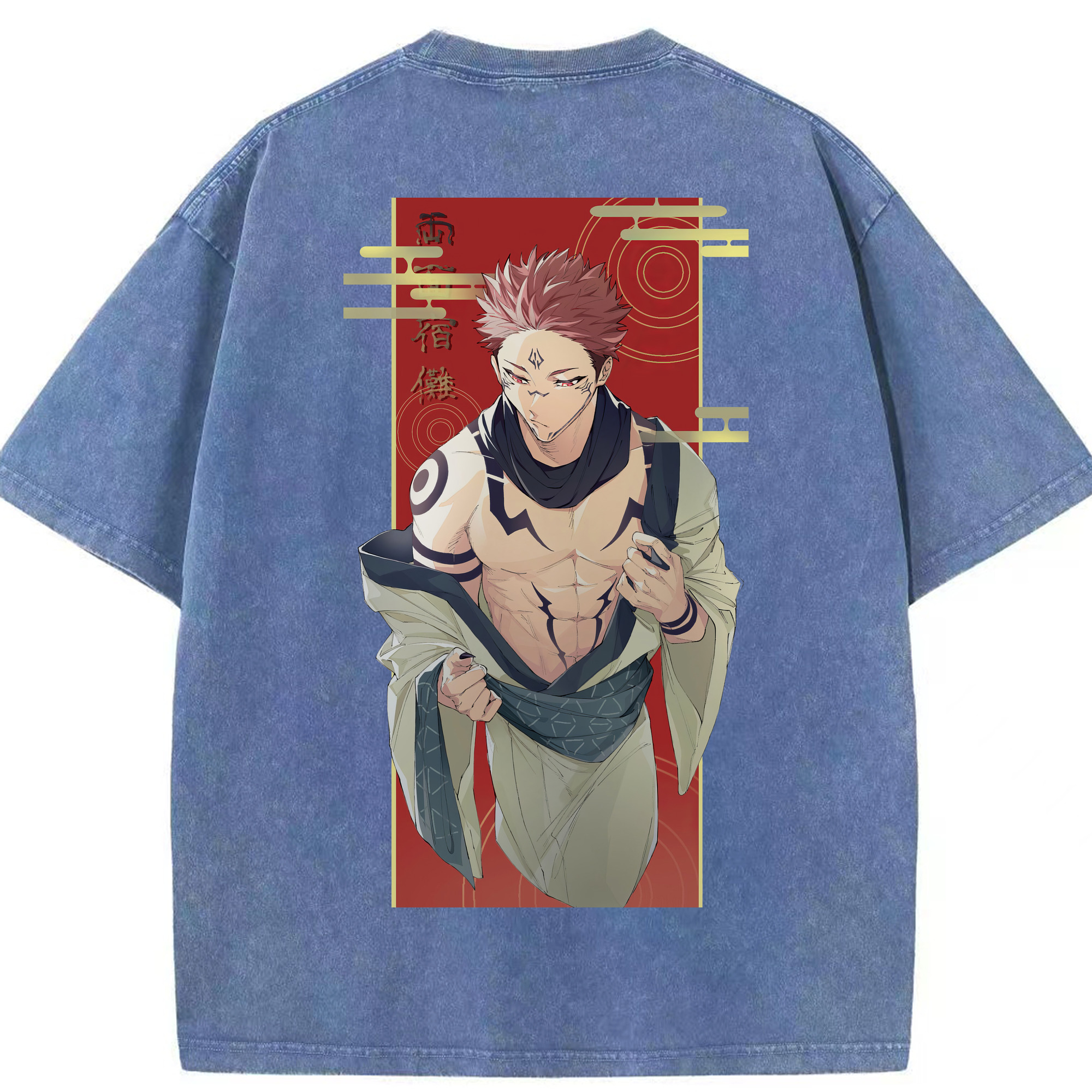 （画像用） 呪術廻戦 Jujutsu Kaisen 綿100% ヴィンテージ風 半袖Tシャツ（背面プリント）