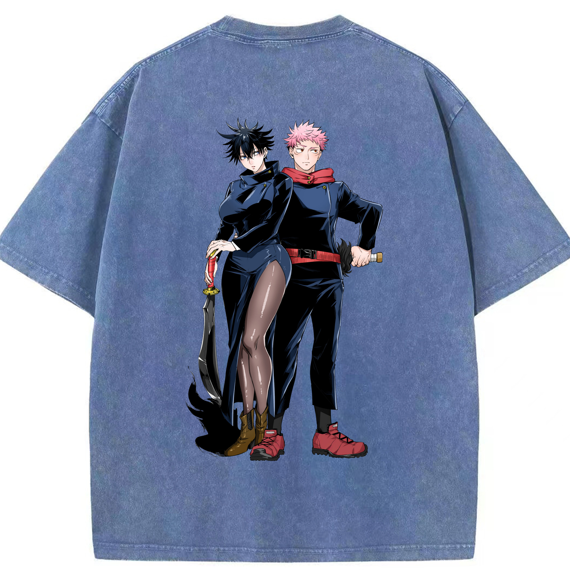 （画像用） 呪術廻戦 Jujutsu Kaisen 綿100% ヴィンテージ風 半袖Tシャツ（背面プリント）
