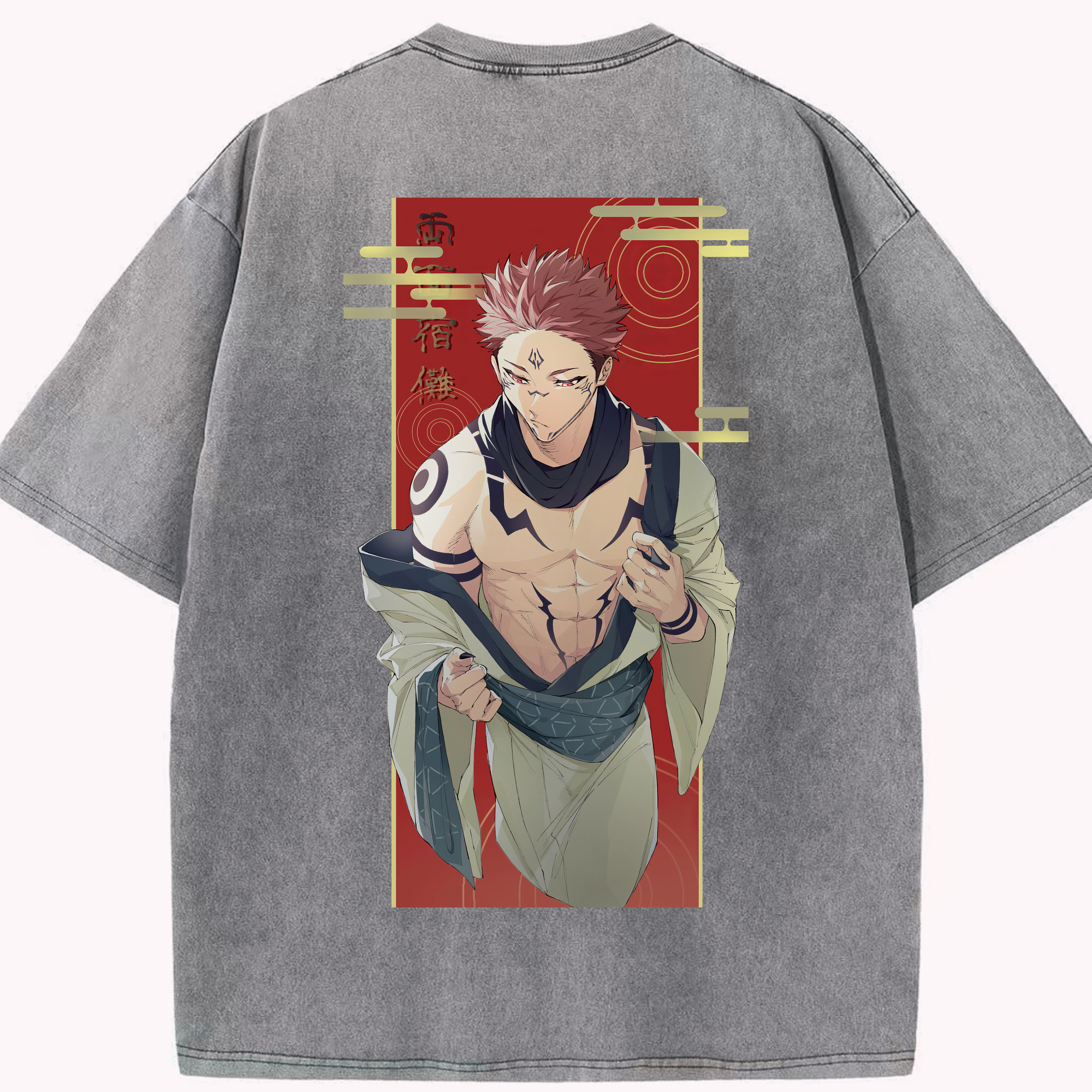（画像用） 呪術廻戦 Jujutsu Kaisen 綿100% ヴィンテージ風 半袖Tシャツ（背面プリント）