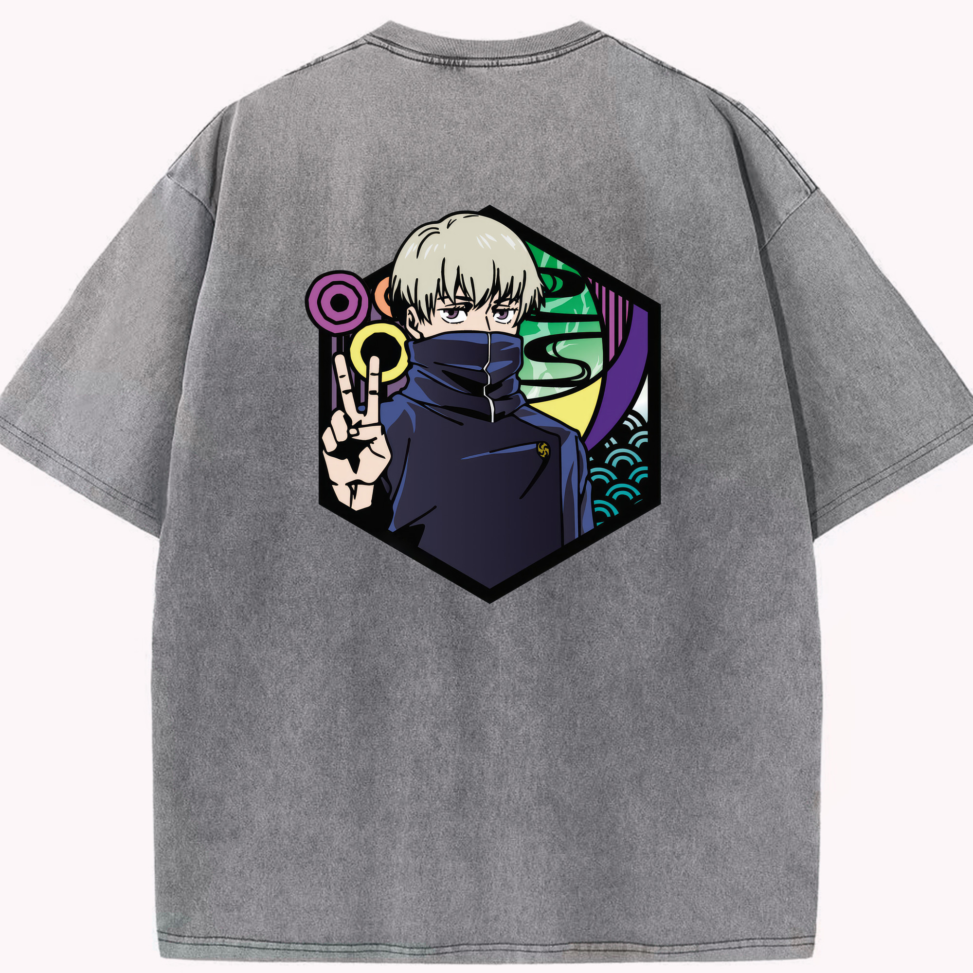 （画像用） 呪術廻戦 Jujutsu Kaisen 綿100% ヴィンテージ風 半袖Tシャツ（背面プリント）