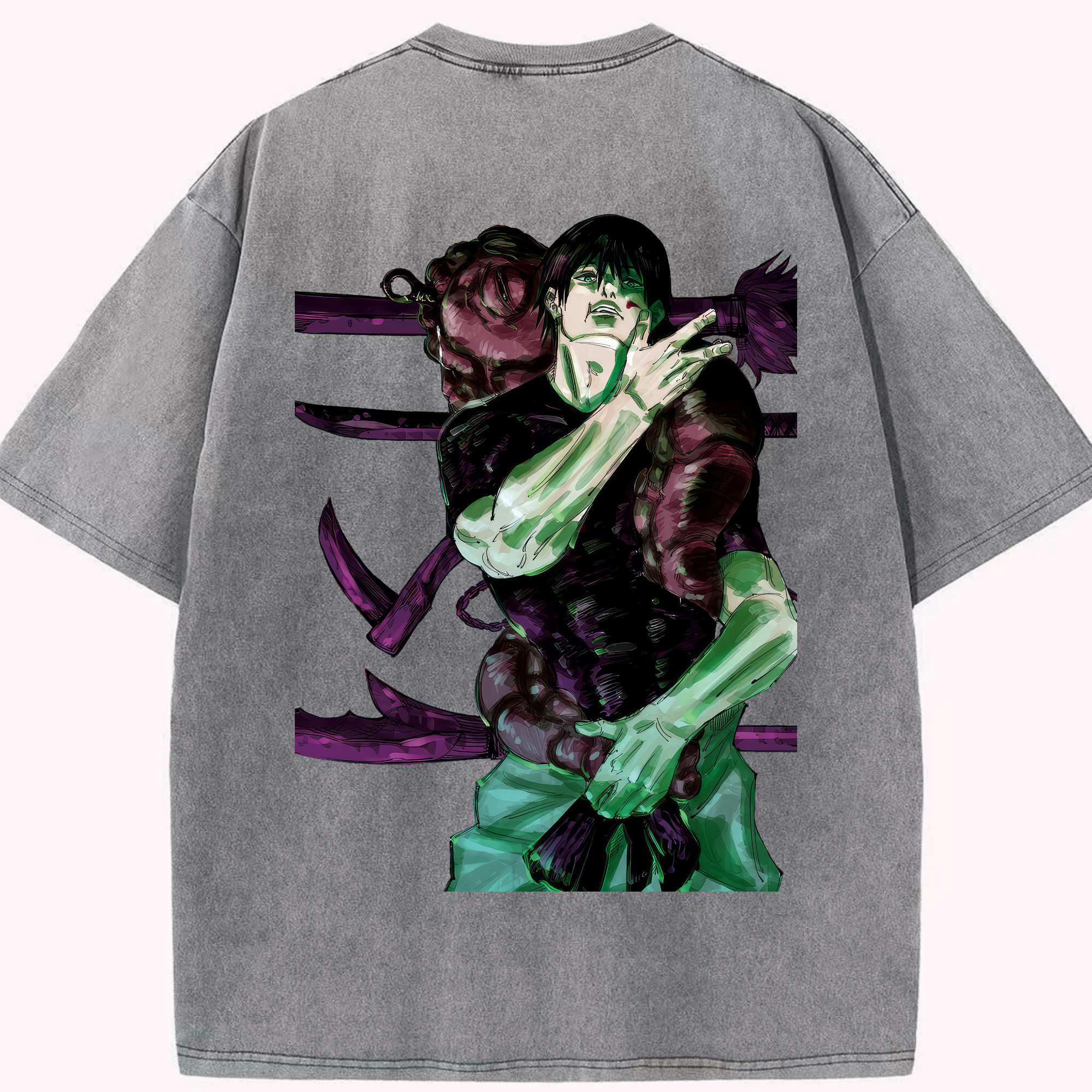 （画像用） 呪術廻戦 Jujutsu Kaisen 綿100% ヴィンテージ風 半袖Tシャツ（背面プリント）