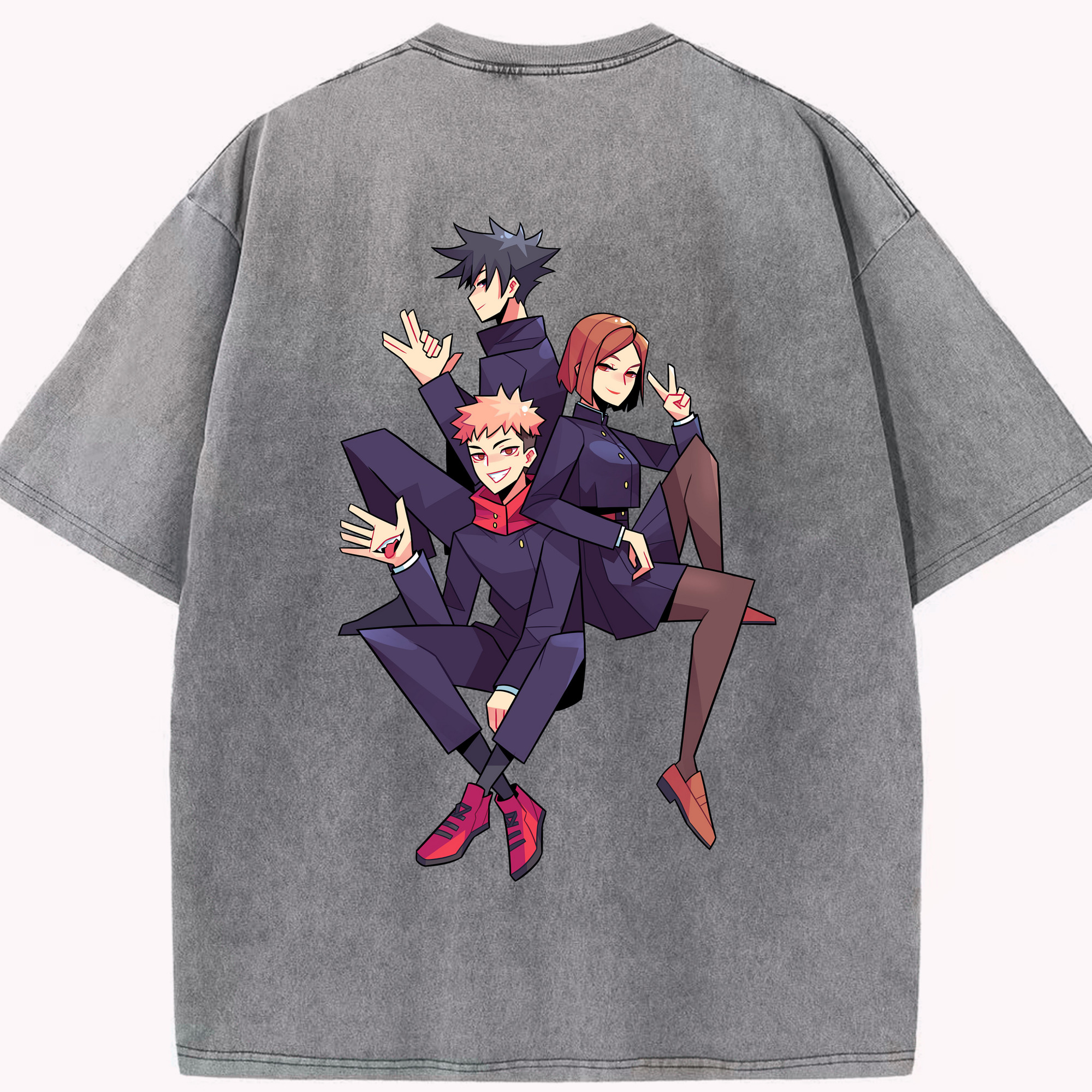 （画像用） 呪術廻戦 Jujutsu Kaisen 綿100% ヴィンテージ風 半袖Tシャツ（背面プリント）