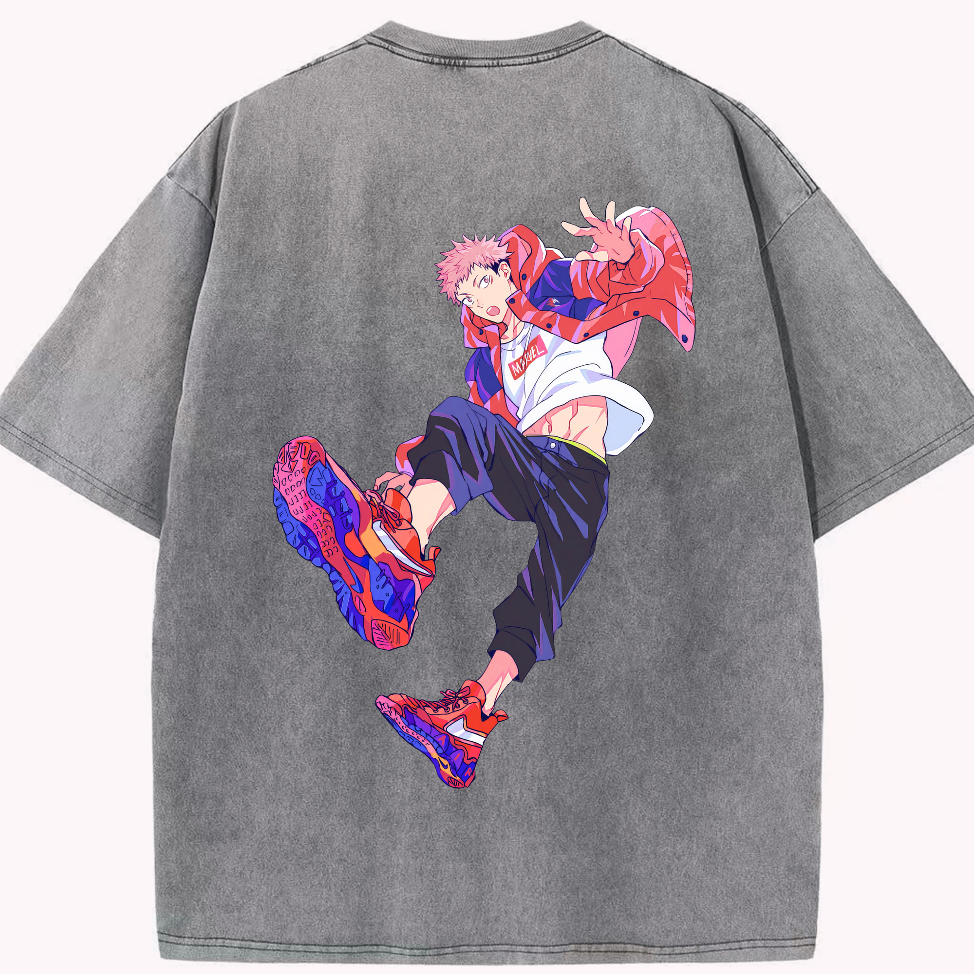 （画像用） 呪術廻戦 Jujutsu Kaisen 綿100% ヴィンテージ風 半袖Tシャツ（背面プリント）